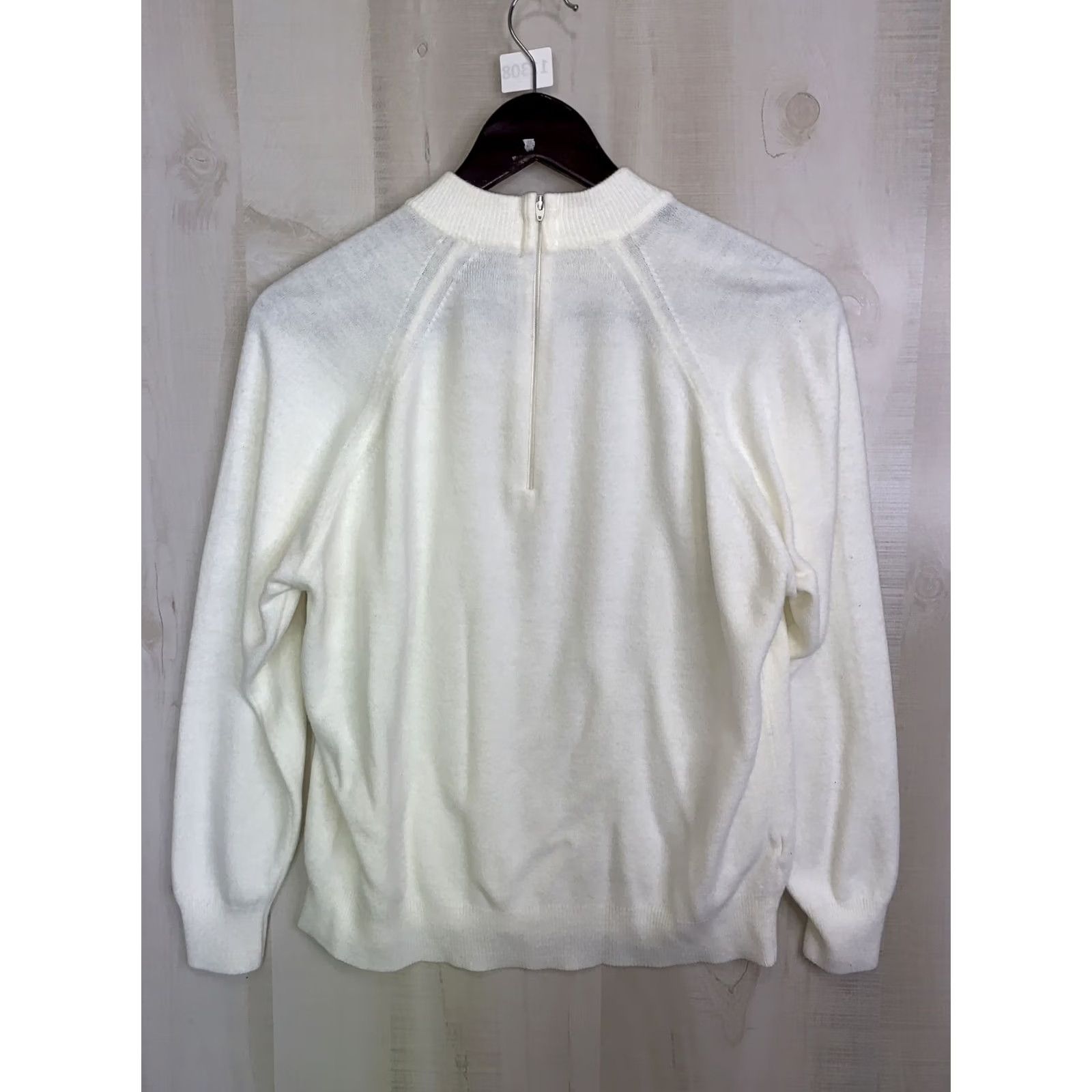 Vintage VINTAGE Designers Originals Large Ivory Zip Back Knit Womens Sweater-11308 Size L / US 10 / IT 46 - 5 Thumbnail
