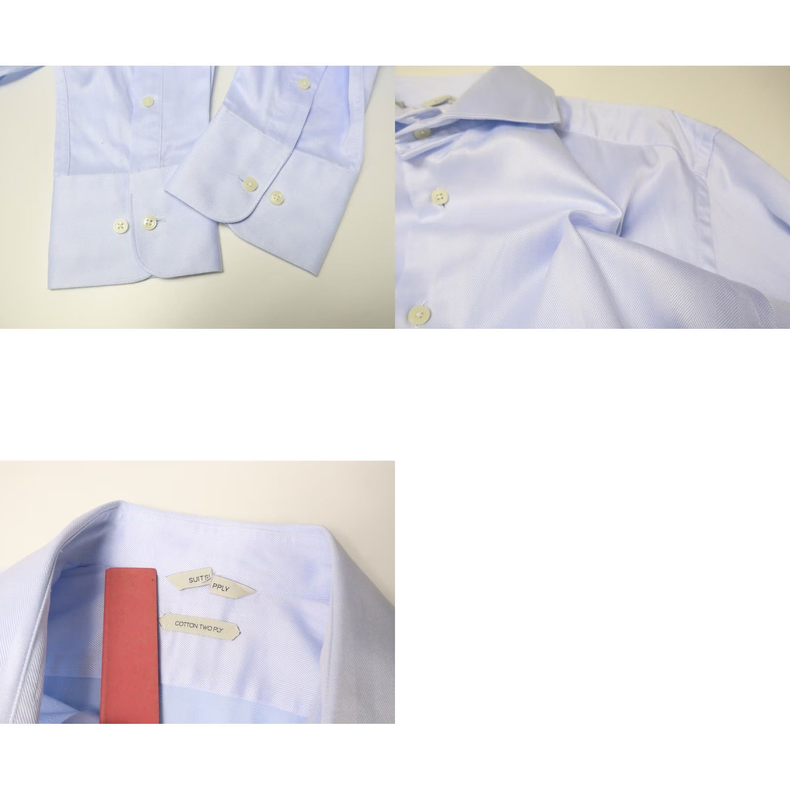 Suitsupply Suitsupply Cotton Twoplay Formal Shirt Men's 44-7/17 1/2L Blue Long Sleeve Shirt Mens Slim 100% Cotton Size 44R - 8 Thumbnail