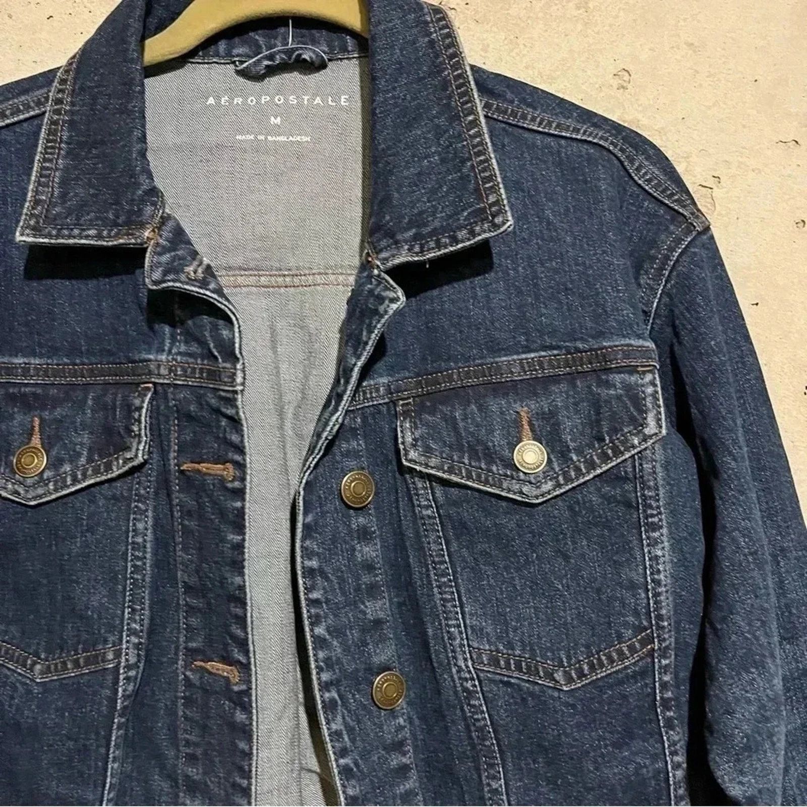 Aeropostale AEROPOSTALE Blue Distressed Denim Cropped Jean Jacket sz M Size M / US 6-8 / IT 42-44 - 3 Thumbnail