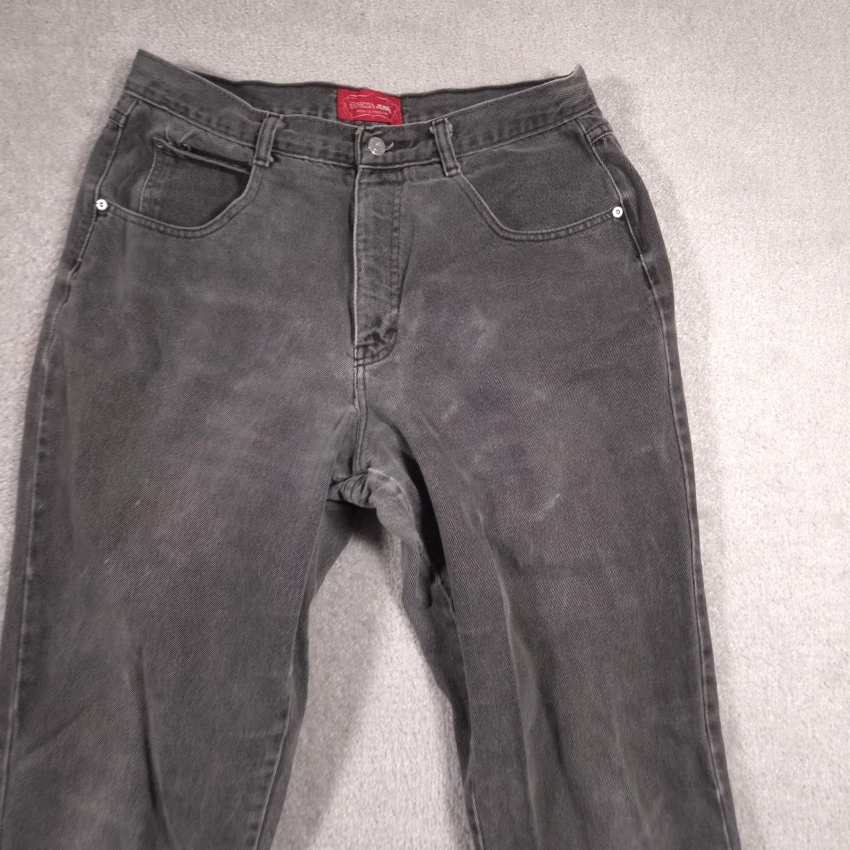 Vintage Venezia Jeans Womens High Rise Tapered Jeans Plus 16 Gray Charcoal Wash Denim Pants Size 38" / US 16 / IT 52 - 3 Thumbnail