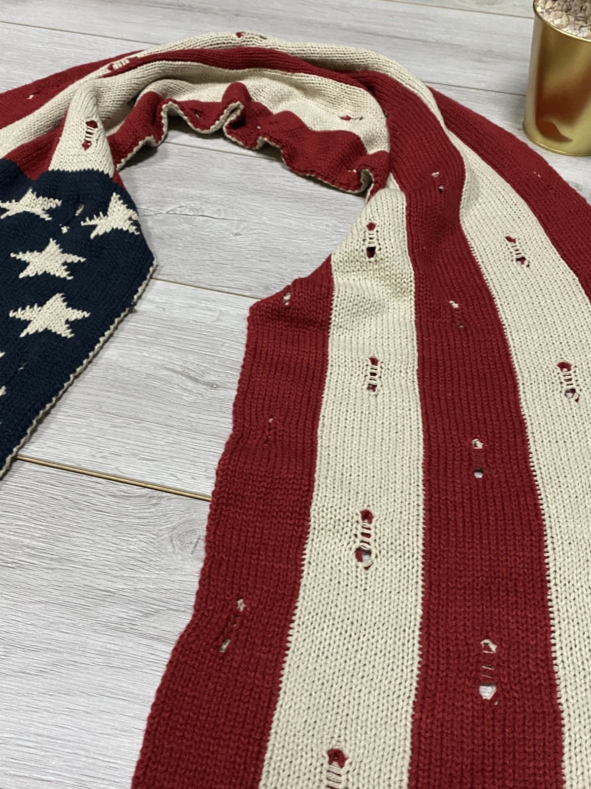 Vintage USA 🇺🇸 Flag heavy big knitted scarf Size ONE SIZE - 3 Thumbnail