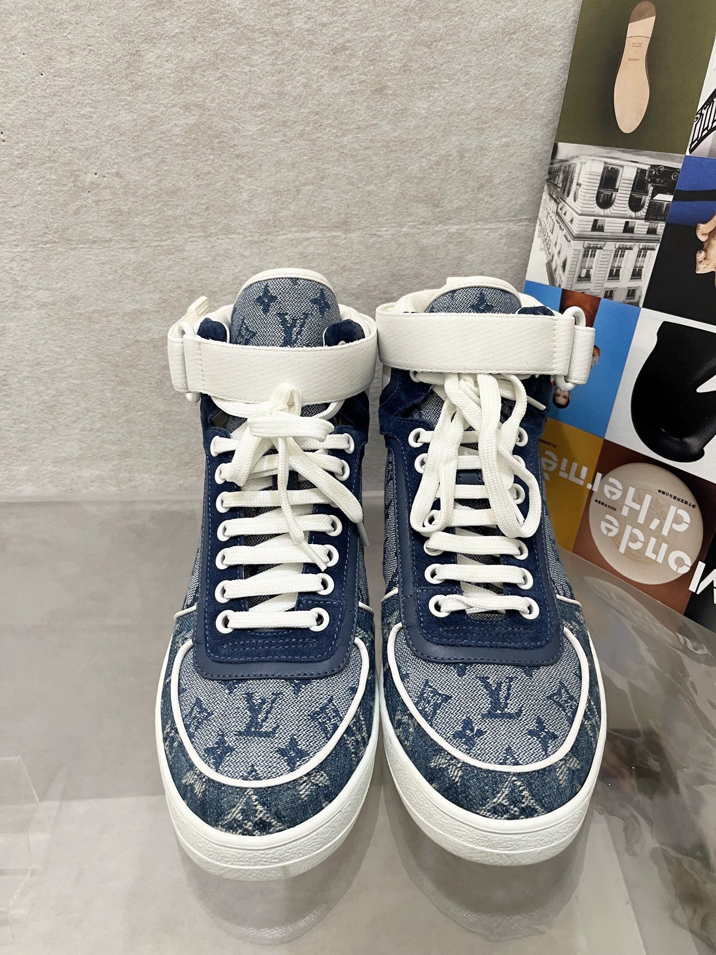 LV Blue Denim High-Top Sneaker EUR 36 Pre-Owned