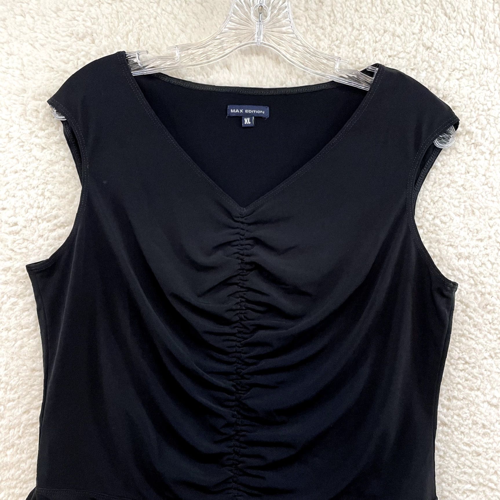 Vintage VINTAGE 90s Y2K Top XL Black Slinky Stretch Corpcore Office Fairy Whimsigoth Shirt Size XL / US 12-14 / IT 48-50 - 2 Thumbnail