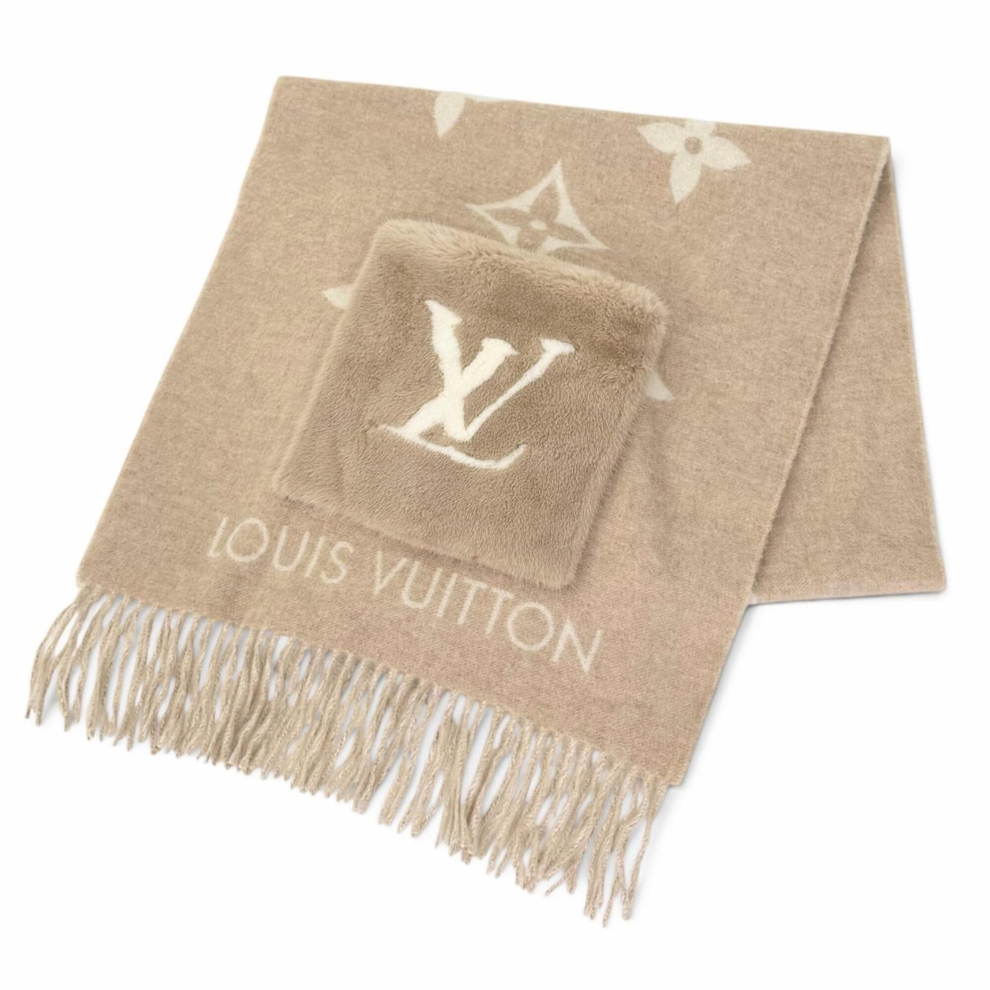 Louis Vuitton LOUIS VUITTON M74354 Echarpe Cold Reykjavik Cashmere Mink Fur Scarf, Beige, Made in Italy, Authentic, Women's, with Box Size ONE SIZE - 1 Thumbnail