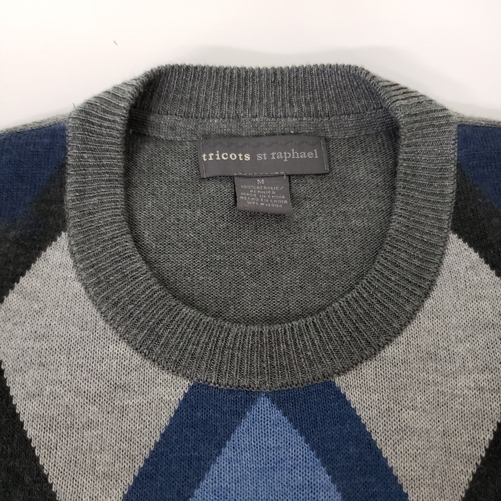 Tricots St. Raphael × Vintage TRICOTS ST RAPHAEL Argyle Diamond Sweater M Lightweight Knit Size US M / EU 48-50 / 2 - 10 Thumbnail