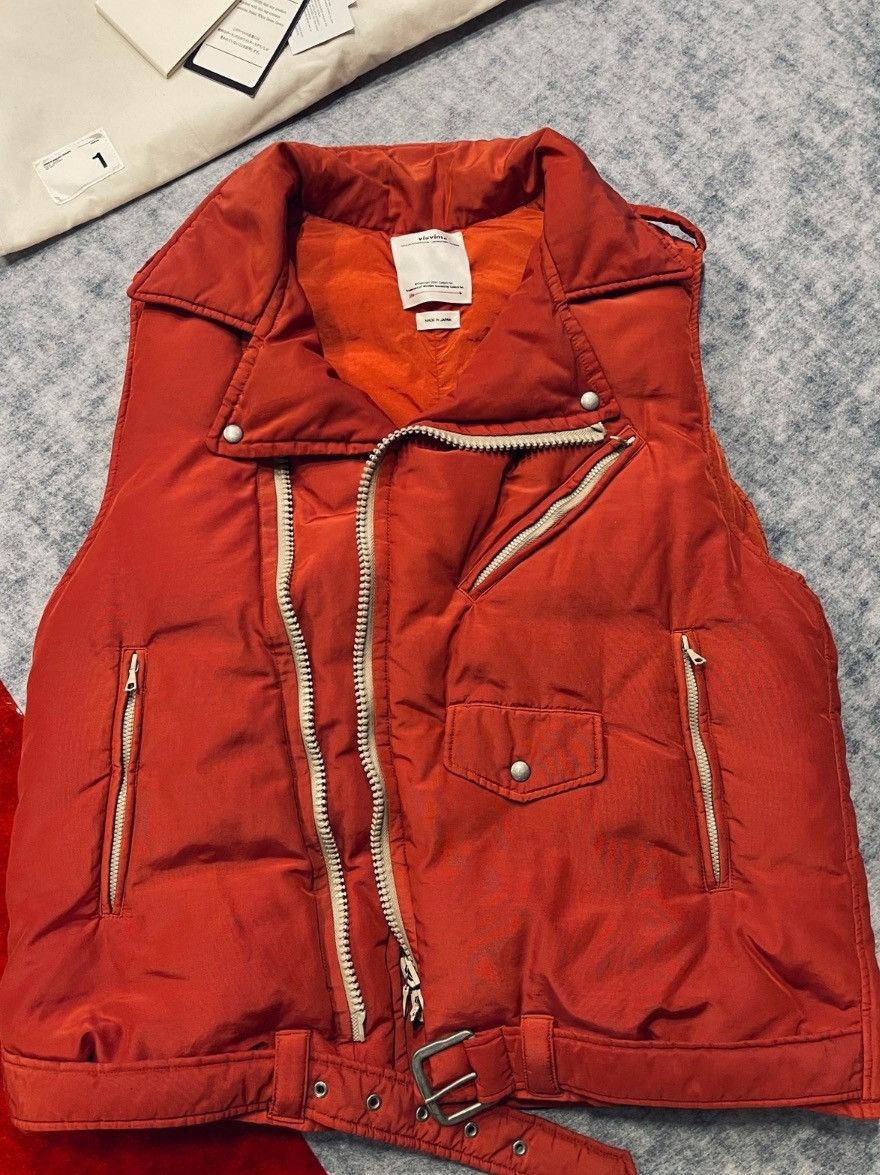 image of Visvim 20Ss Strabler Down Vest Overdye in Red, Men's (Size Small)