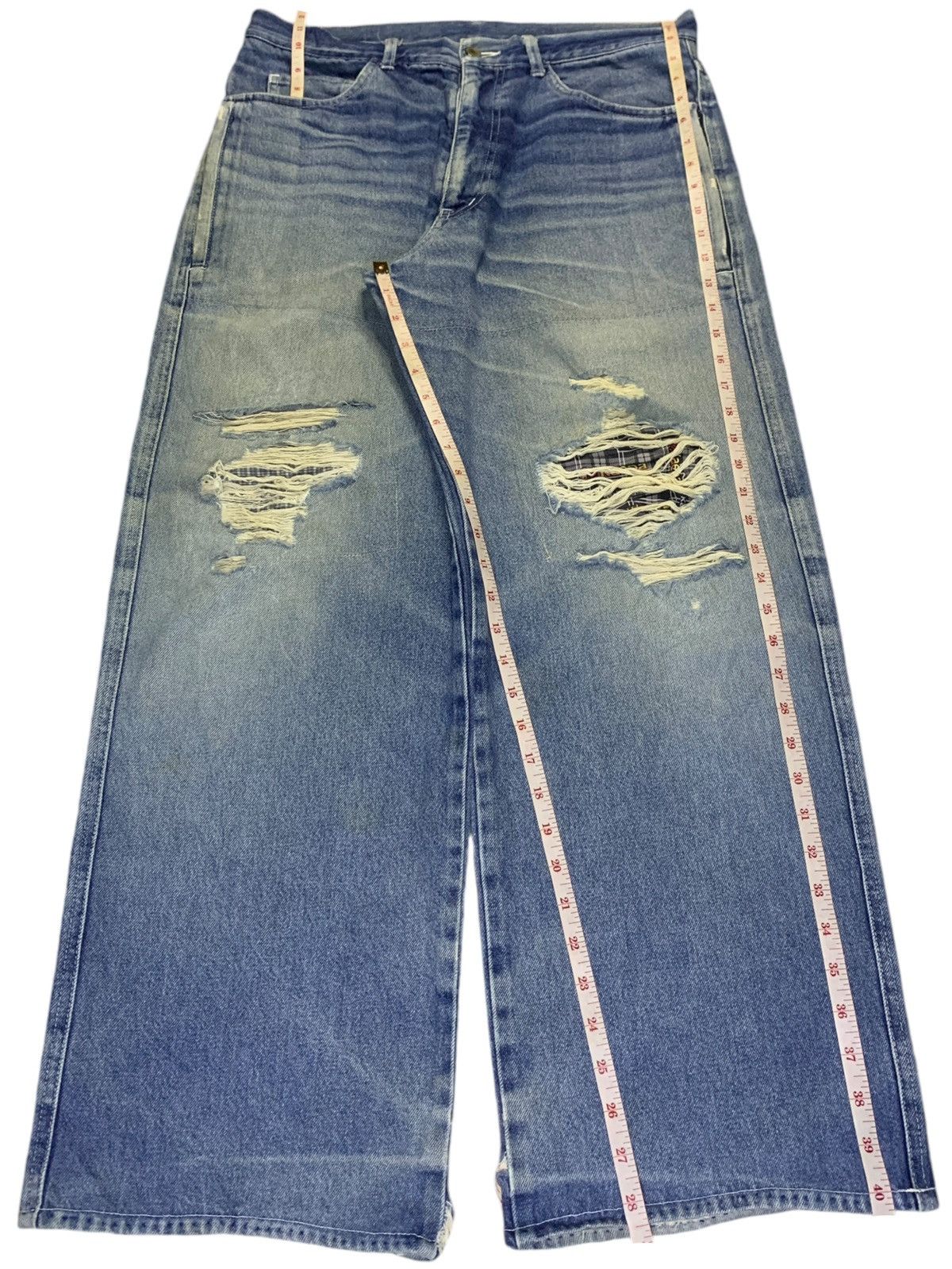Japanese Brand Vintage Japanese Brand Mud Wash Patched Ripped Baggy Jeans Size US 34 / EU 50 - 15 Thumbnail