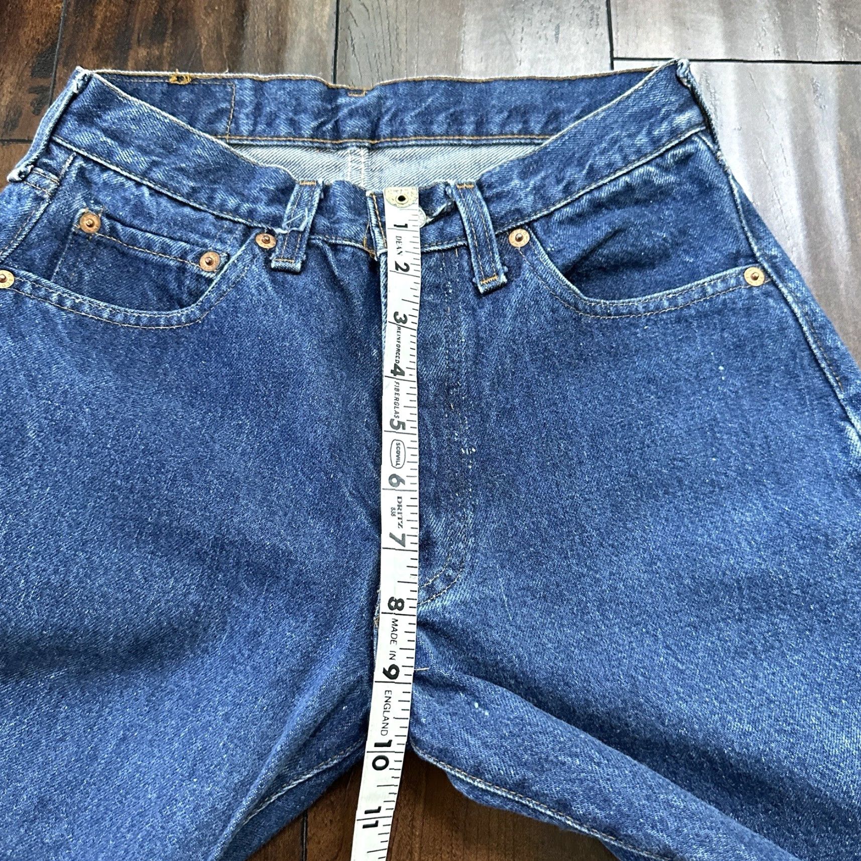 Levi's VINTAGE Levi's 501 XX Jeans Solid Denim Blue Regular 28x34 80s USA 70s Distressed Button Fly Mens Vintage Jeans 501 Series Straight Fit Size US 28 / EU 44 - 7 Thumbnail