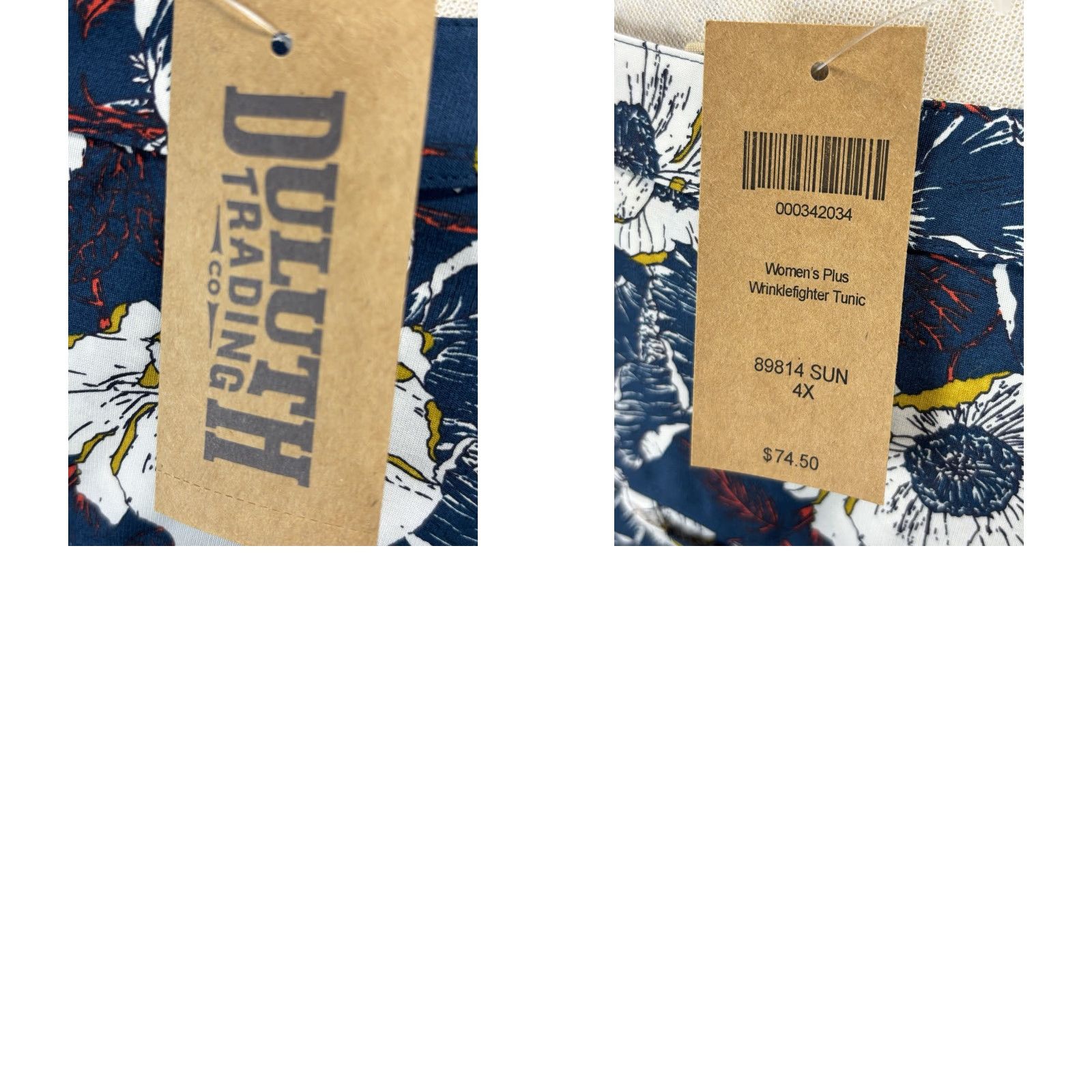 Vintage VINTAGE? No. Duluth Trading Co. Wrinklefighter Tunic Shirt Womens 4X Blue Floral Print Size XXL / US 16-18 / IT 52-54 - 8 Thumbnail