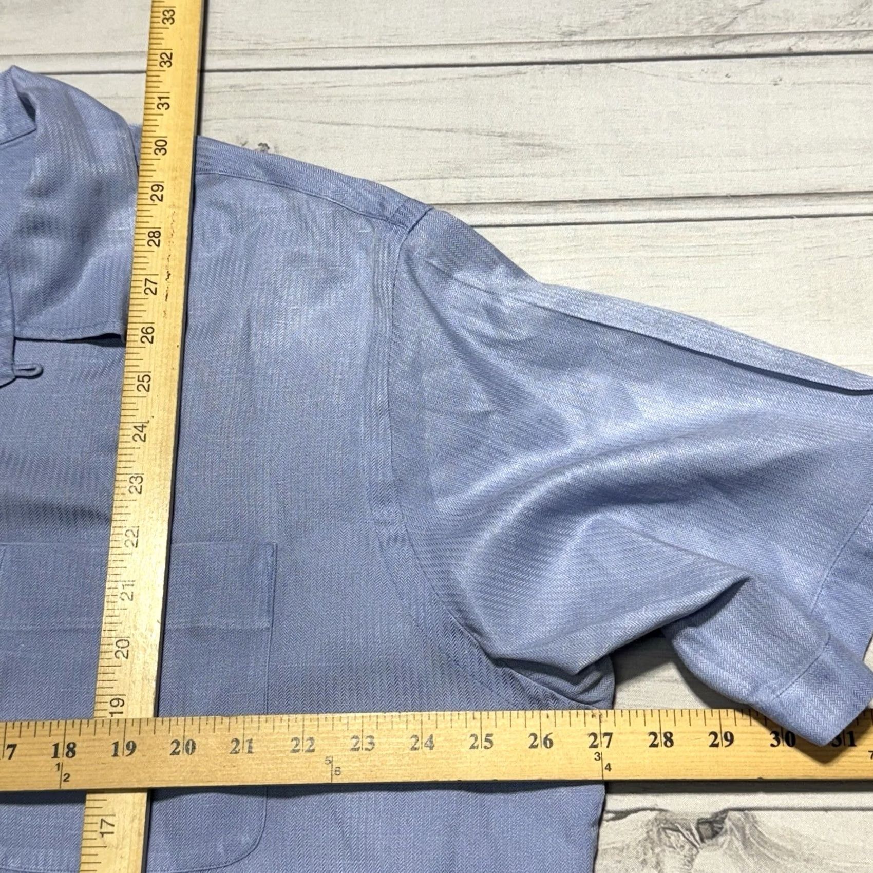 Polo Ralph Lauren VINTAGE Polo Ralph Lauren Shirt XL Blue Caldwell Loop Collar Silk Linen Camp Hawaiian Shirt Size US XL / EU 56 / 4 - 5 Thumbnail