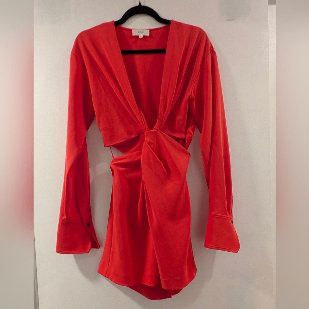A.L.C. ALC Vibrant Coral Cut Out Long Sleeve Dress Size XS / US 0-2 / IT 36-38 - 3 Thumbnail
