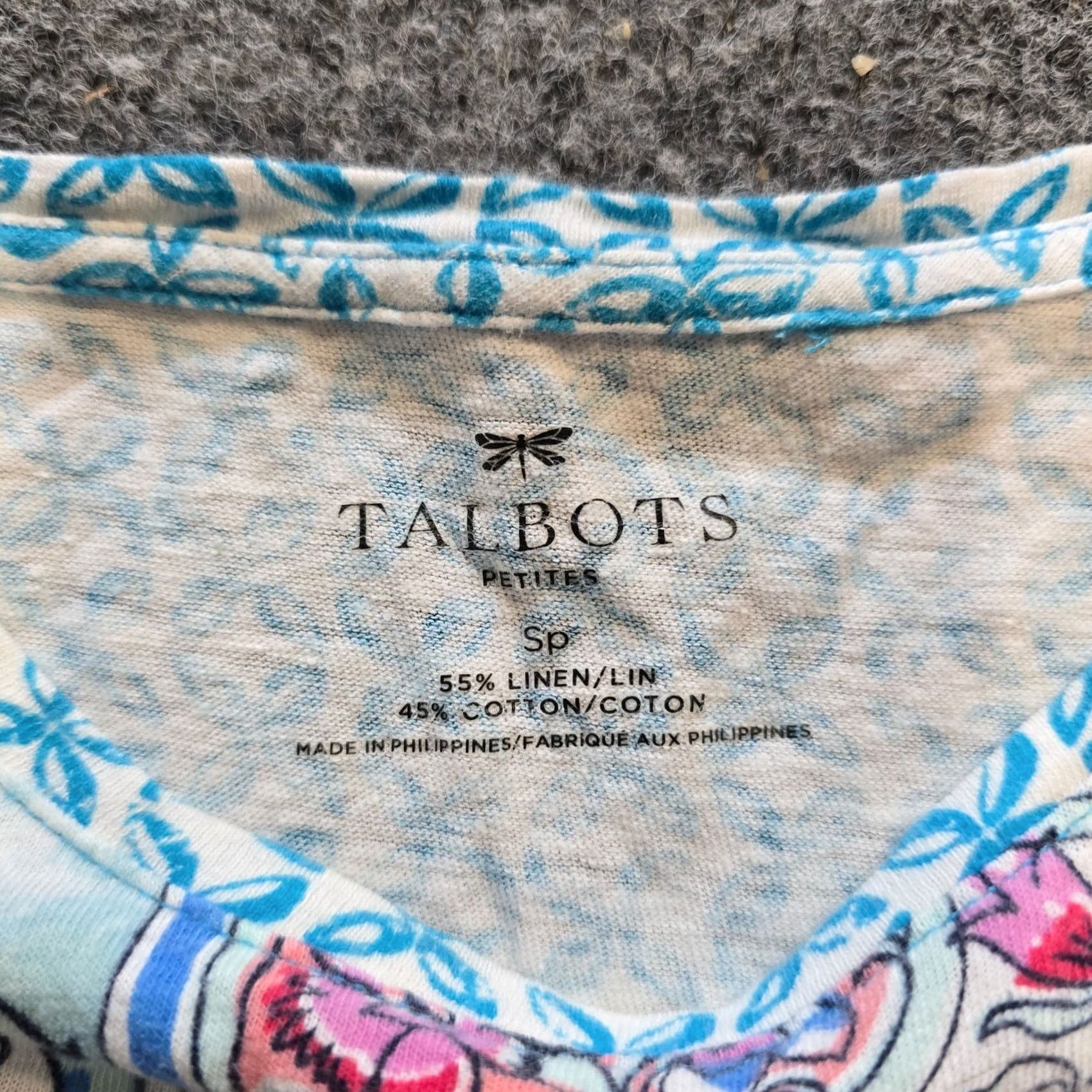 Talbots Talbots Top Women Size Small Petite Blue Linen Blend Short Sleeve Casual Basic Shirt Size S / US 4 / IT 40 - 4 Thumbnail