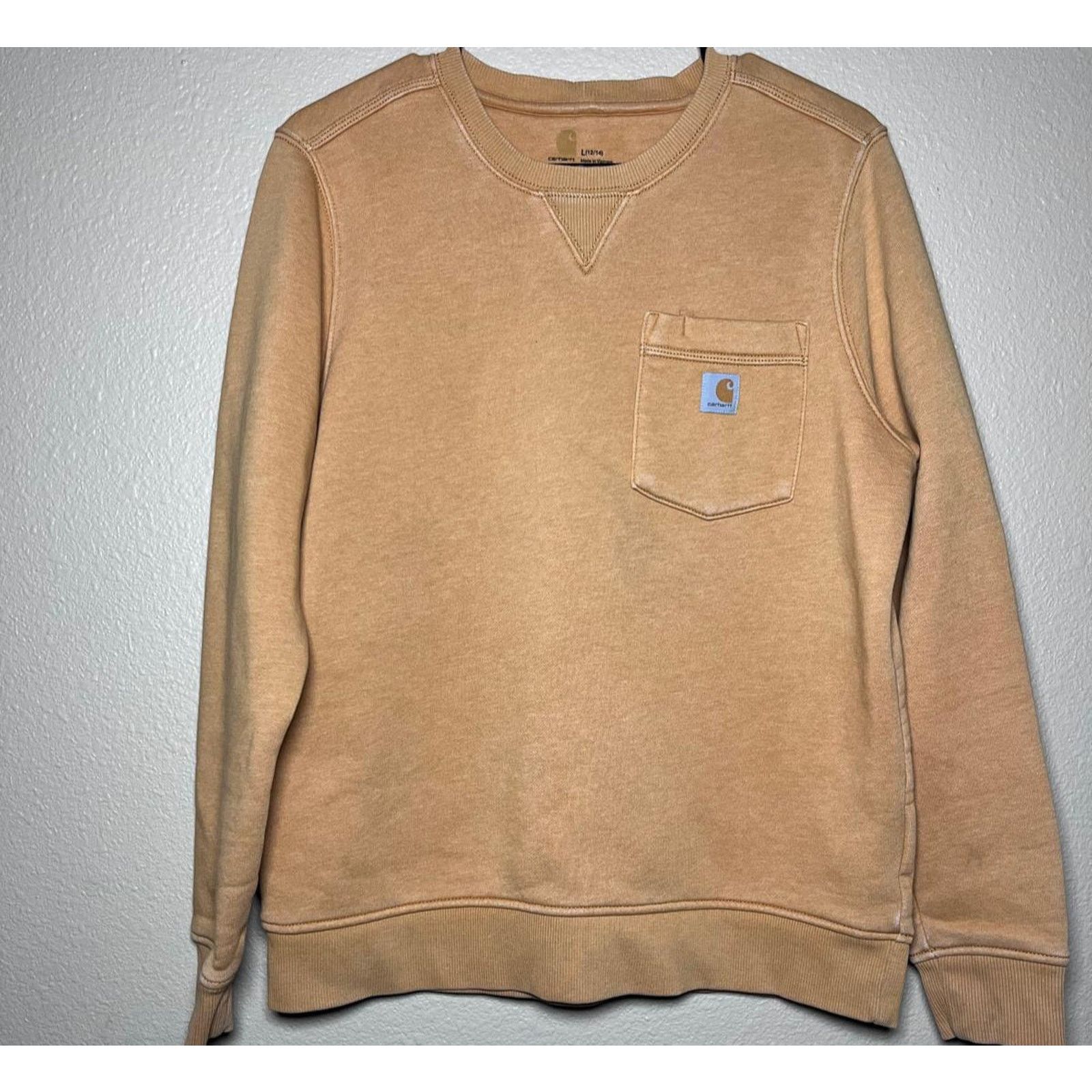 Carhartt 👷 Carhartt Tan Pocket Crewneck Sweatshirt – Size L 12/14 Size L / US 10 / IT 46 - 1 Thumbnail