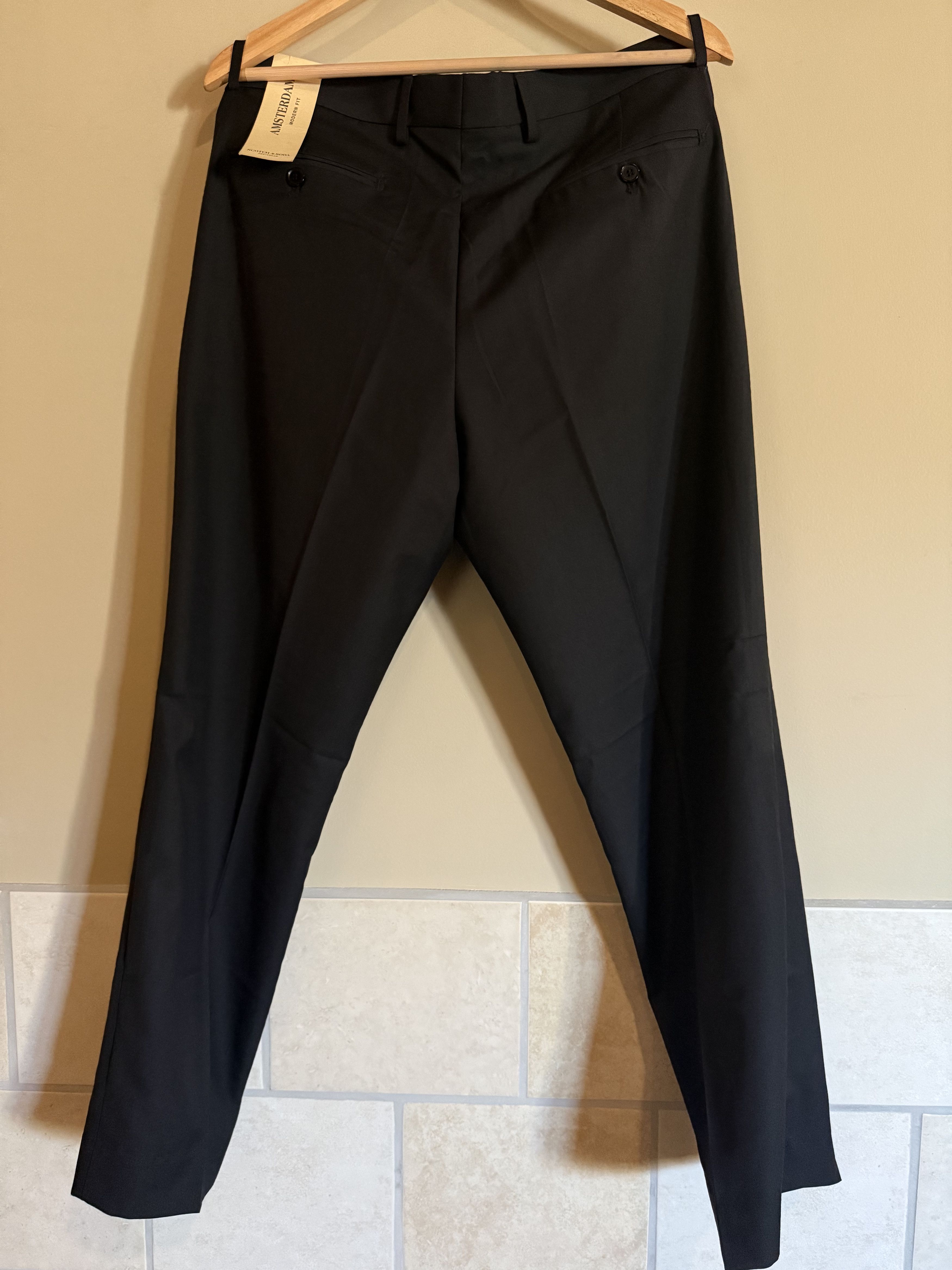 Scotch & Soda Scotch & Soda Dress Trousers, Black, 36x30, New w/ Tags Size 36R - 3 Thumbnail