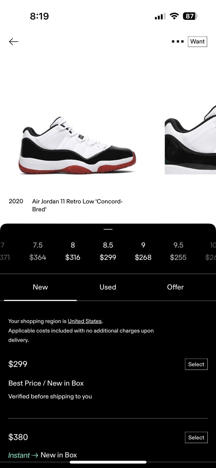 Jordan Brand Air Jordan 11 Retro Low 'Concord-Bred' Size US 8.5 / EU 41-42 - 5 Thumbnail