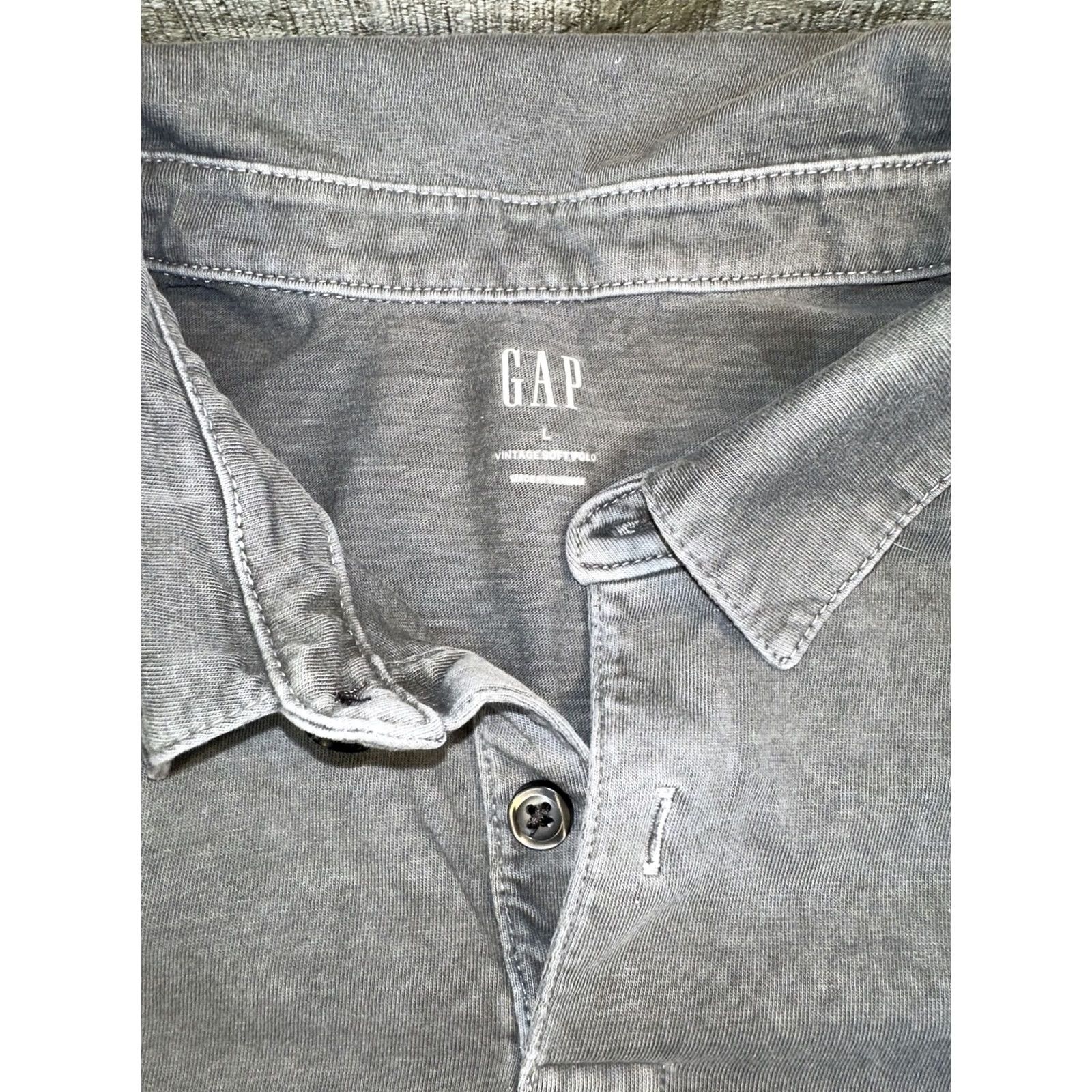 Gap GAP Polo Shirt Men Regular Short Sleeve Gray Medium Vintage Wash Size US M / EU 48-50 / 2 - 2 Thumbnail