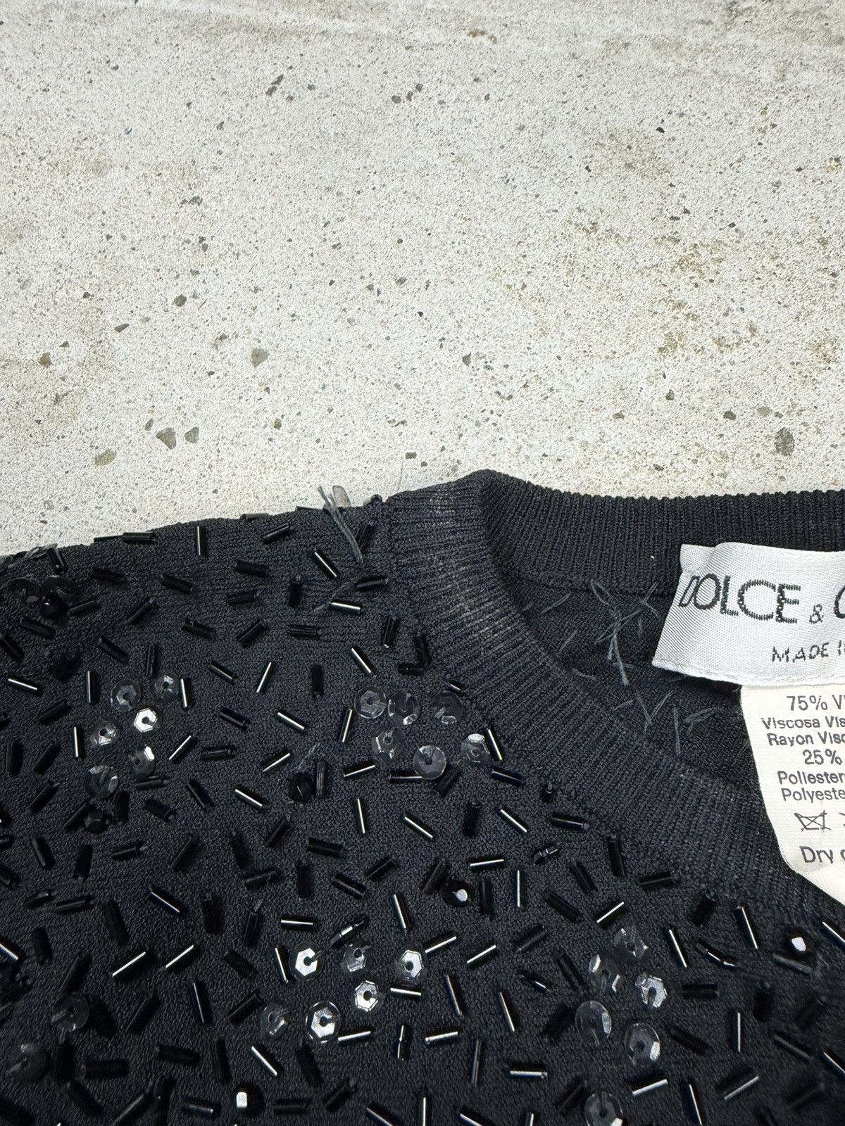 Dolce & Gabbana SS 1999 Dolce & Gabbana Runway Beaded Black Ultra Crop Top Size M / US 6-8 / IT 42-44 - 9 Thumbnail