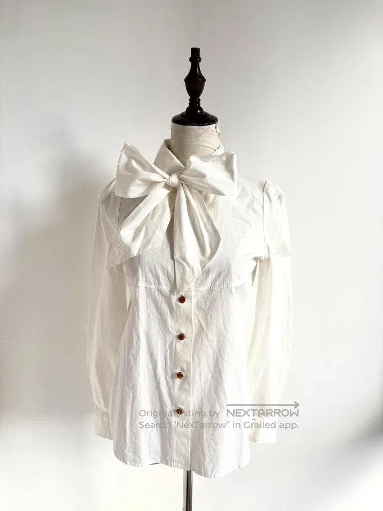 Vivienne Westwood Vivienne Westwood Vintage White Bow Shirt Size M / US 6-8 / IT 42-44 - 2 Thumbnail