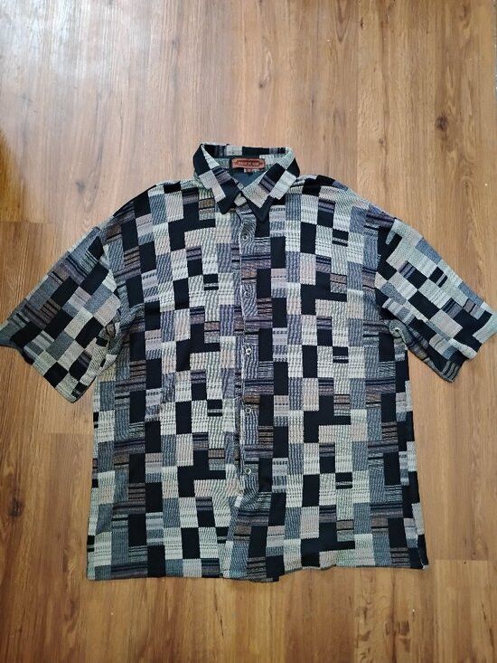 Other Vintage Creme De Silk Checker Square Button Shirt Size US XXL / EU 58 / 5 - 2 Thumbnail