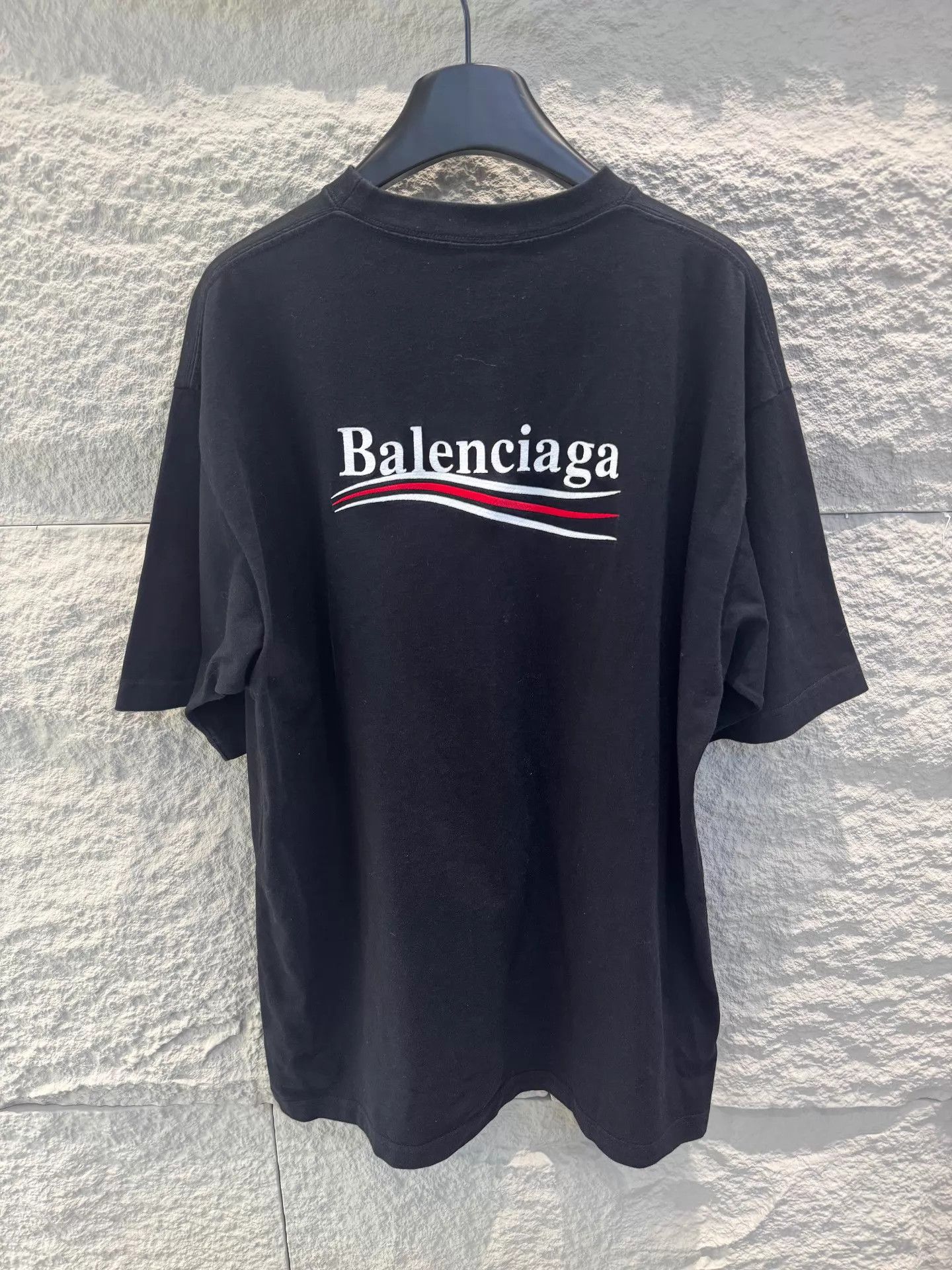 Balenciaga Balenciaga Coke Wave Logo Embroidered Black Short Tee Men's Size US S / EU 44-46 / 1 - 3 Thumbnail
