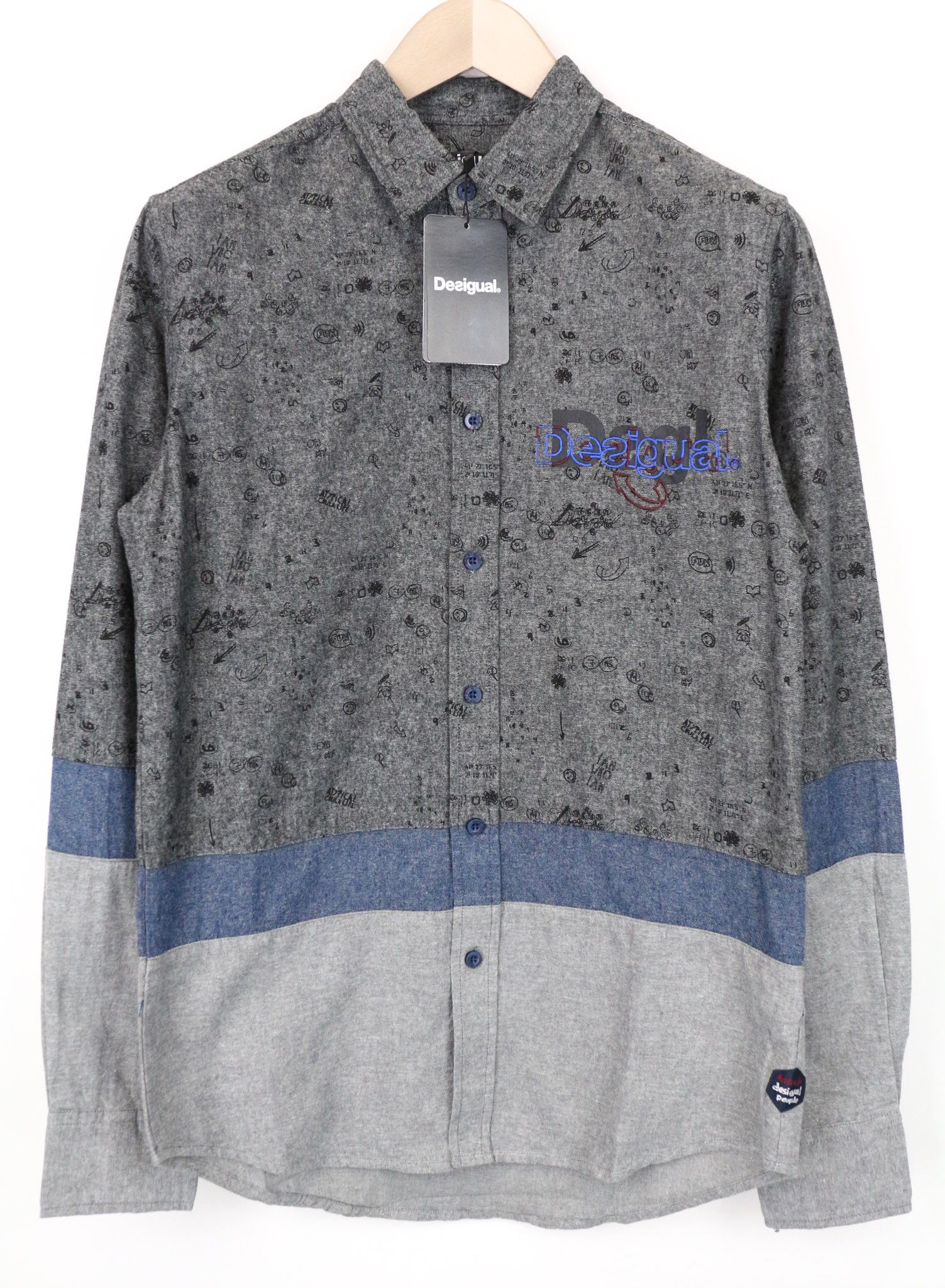 Desigual DIDAC S Grey Cotton Patterned Shirt 74785 Size US S / EU 44-46 / 1 - 1 Thumbnail