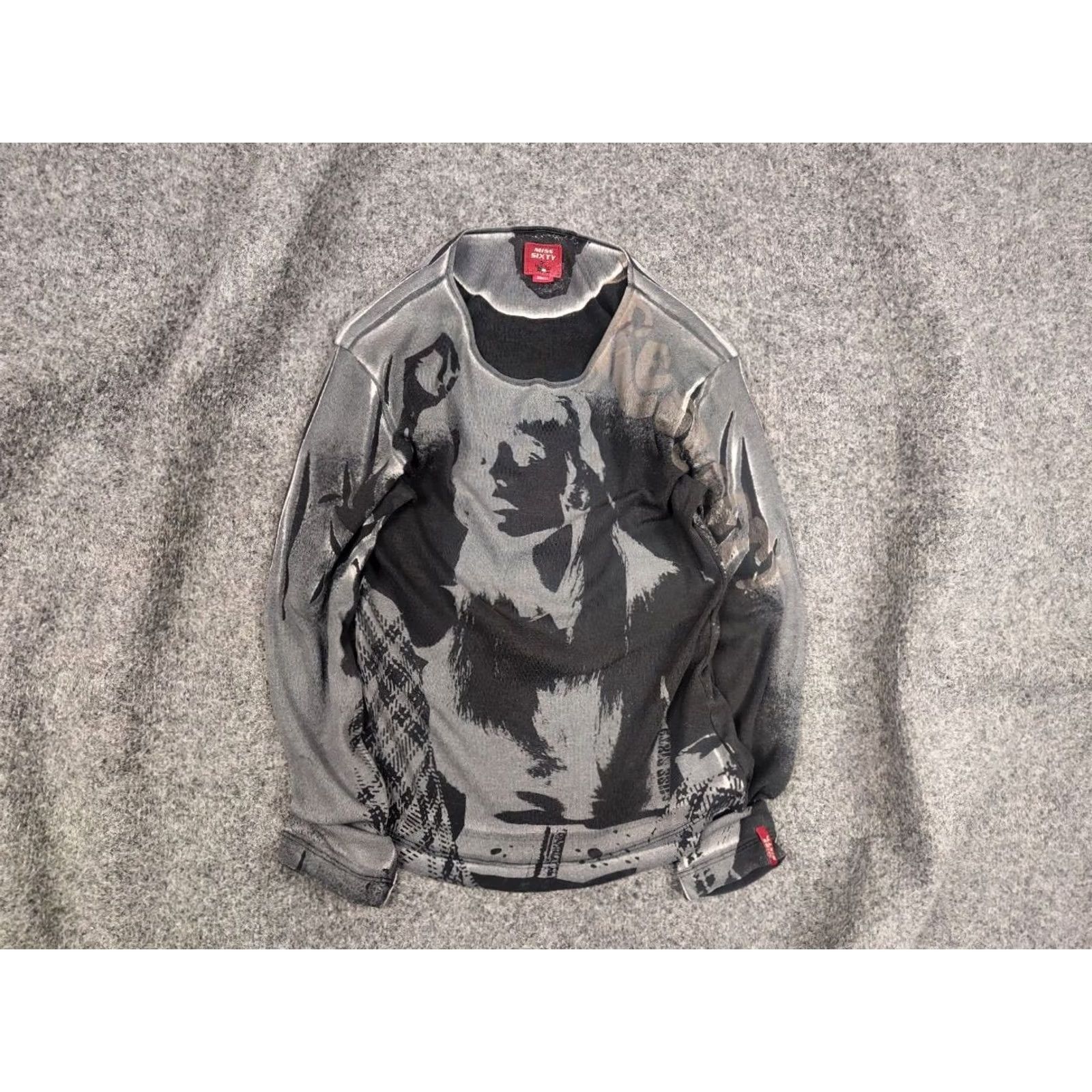 Miss Sixty VINTAGE Miss Sixty Gray Print Long sleeve Top Y2K Shirt Women S Gray 90s Designer Retro - Size S / US 4 / IT 40 - 2 Thumbnail