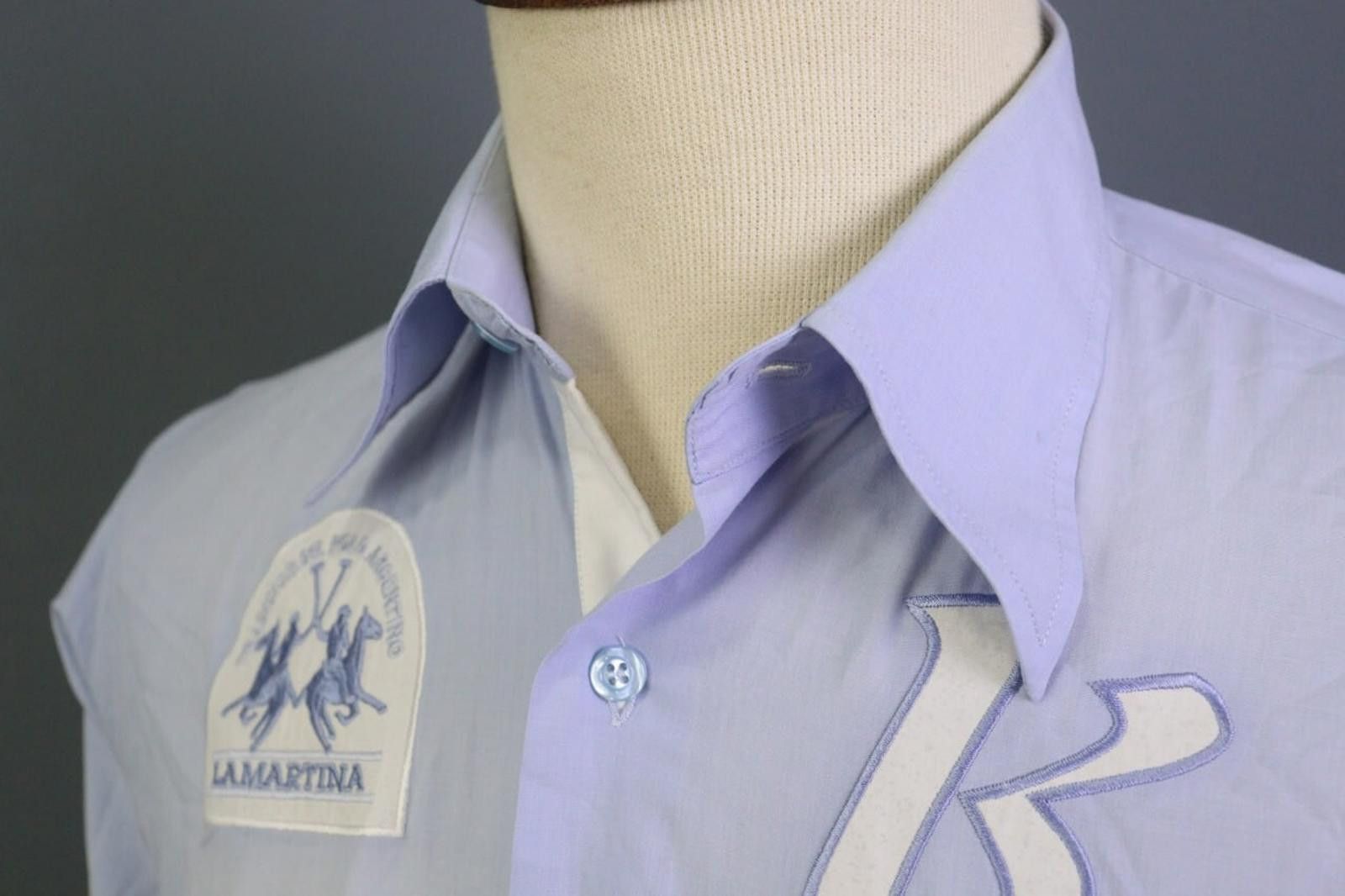 La Martina LA MARTINA Blue Cotton Collared Regular Fit Shirt Size L Size US L / EU 52-54 / 3 - 12 Thumbnail