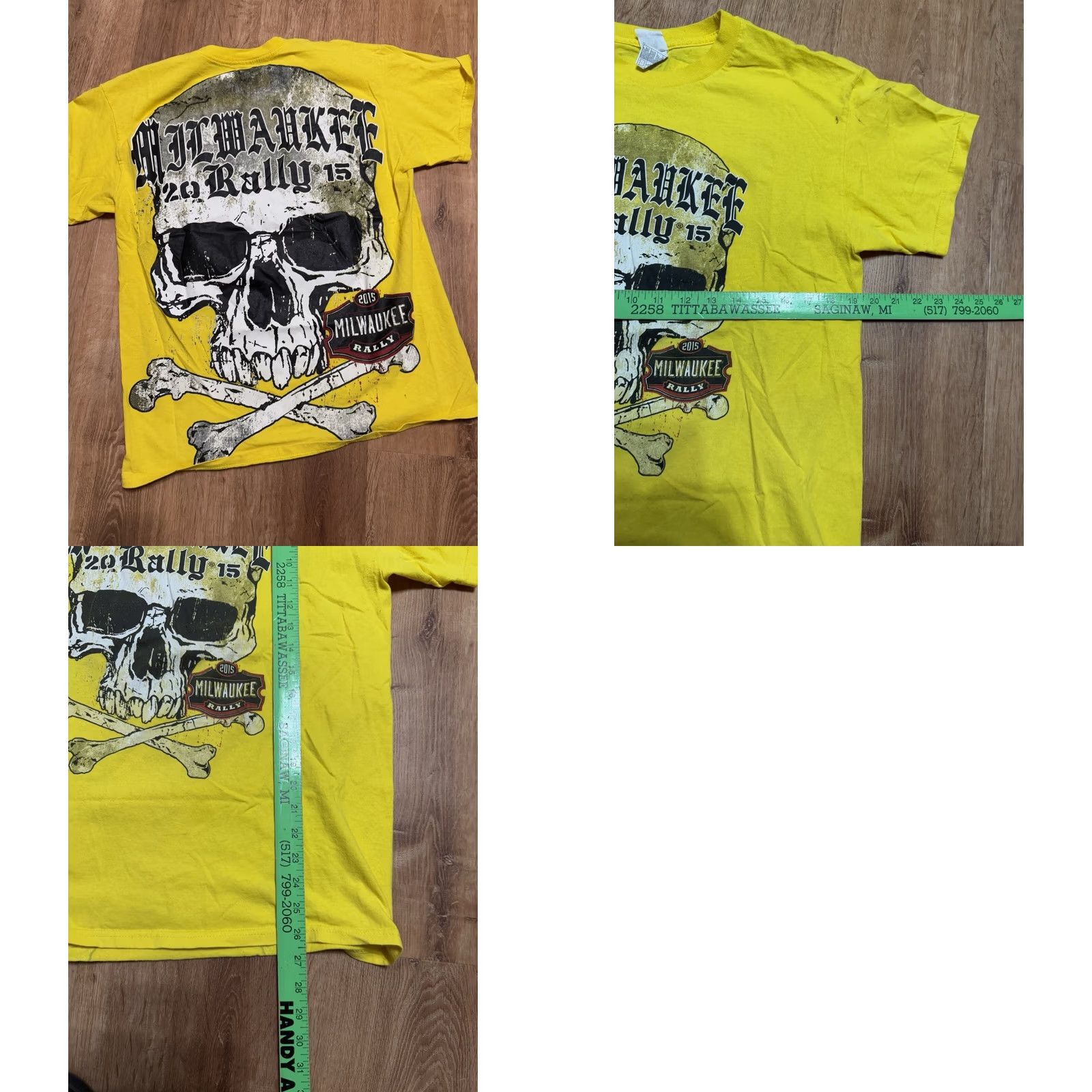 Gildan Milwaukee 2015 Bike Rally Wisconsin Biker Club Shirt Mens L Yellow Graphic Tee Size US L / EU 52-54 / 3 - 8 Thumbnail