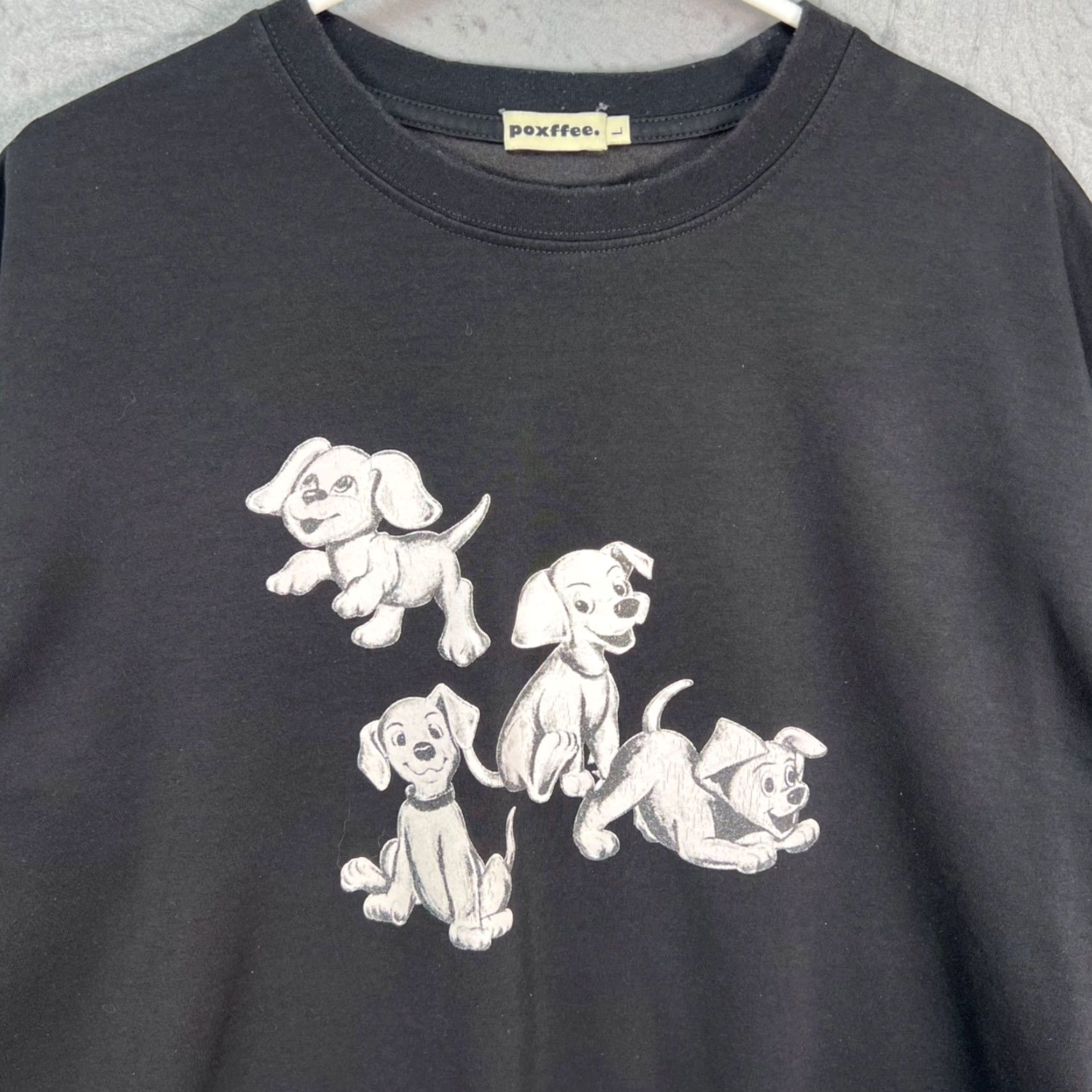Vintage Poxffee. Mens Large Black T-Shirt Cartoon Puppy Dogs - T-Shirt - Men - Adult Large - Black - Cotton - Short Sleeve - Crew Neck Size US L / EU 52-54 / 3 - 5 Thumbnail