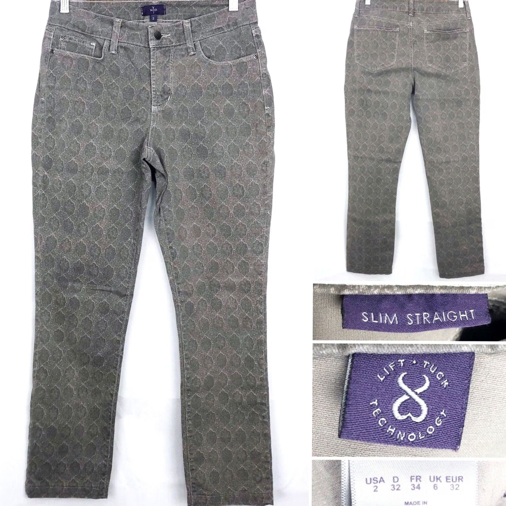 NYDJ NYDJ Jeans Womens UK 6 NOT YOUR DAUGHTERS Size L28 Grey Mix Women Slim Straight Size 28" / US 6 / IT 42 - 2 Thumbnail