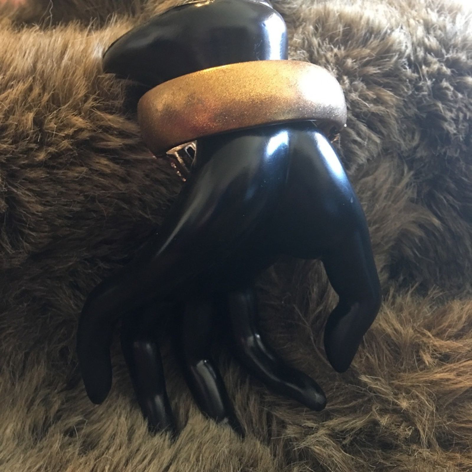Vintage Vintage peach/black rhinestone clamp cuff bracelet Size ONE SIZE - 4 Thumbnail
