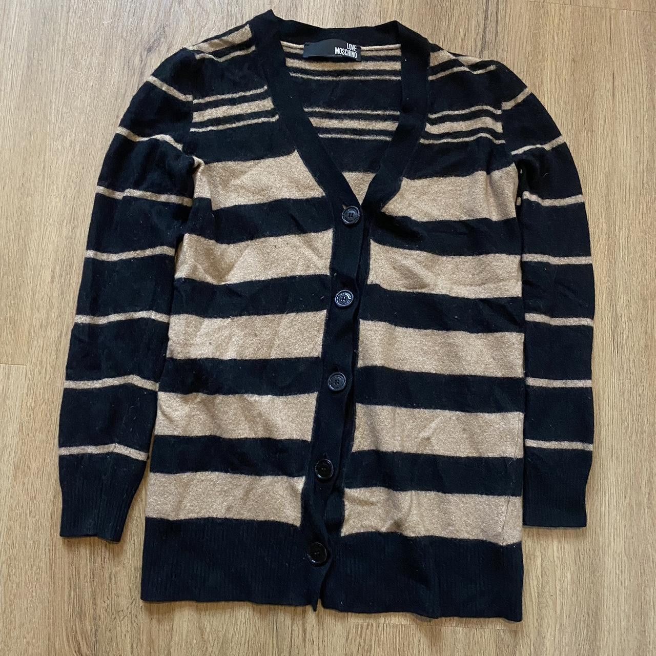 Love Machine Wool Tan and black striped cardigan #stripedcardigan Size US S / EU 44-46 / 1 - 1 Thumbnail