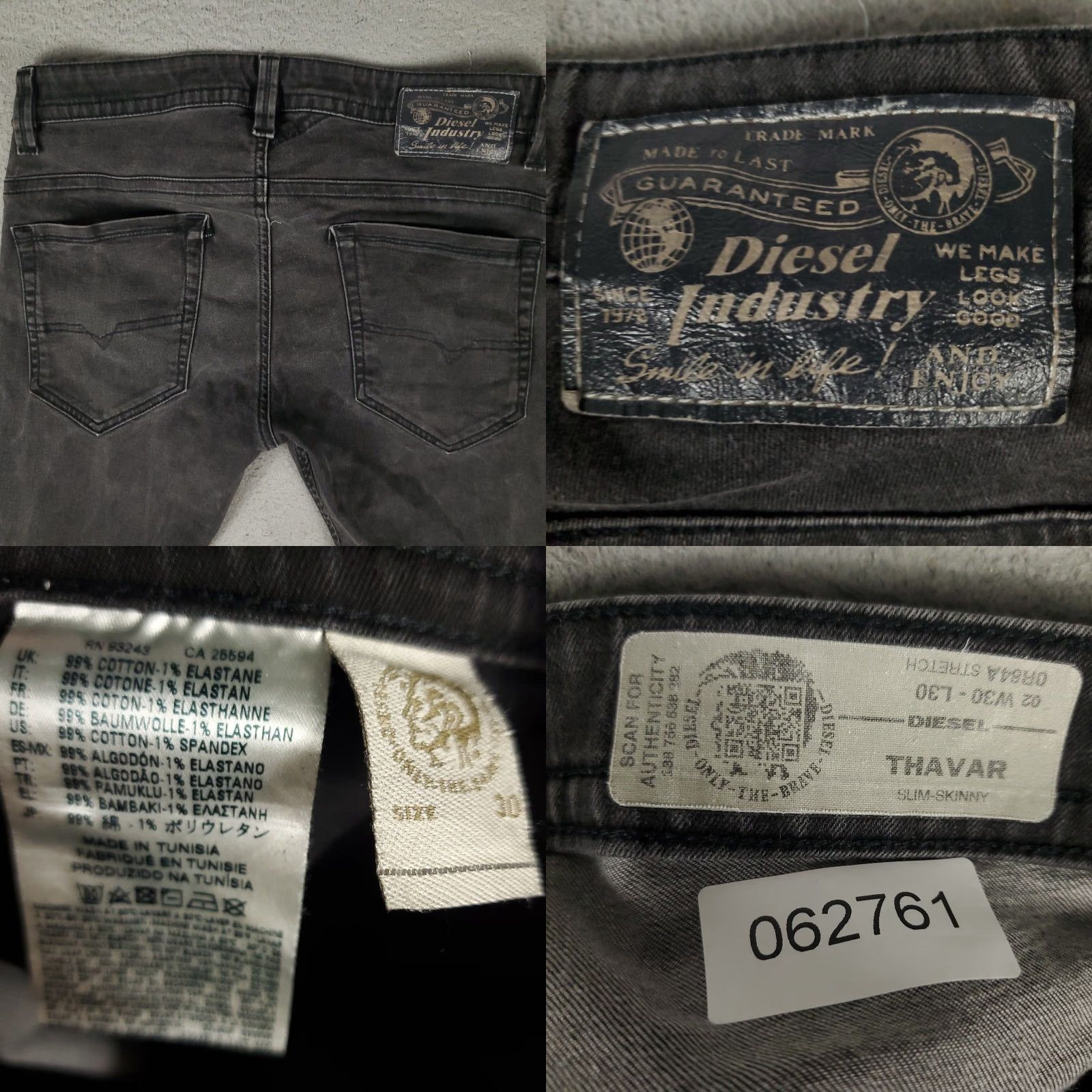 Diesel VINTAGE Diesel Men's Skinny Jeans 30x30 Gray Denim Slim Fit 90s Casual Pants Mens Size US 30 / EU 46 - 8 Thumbnail