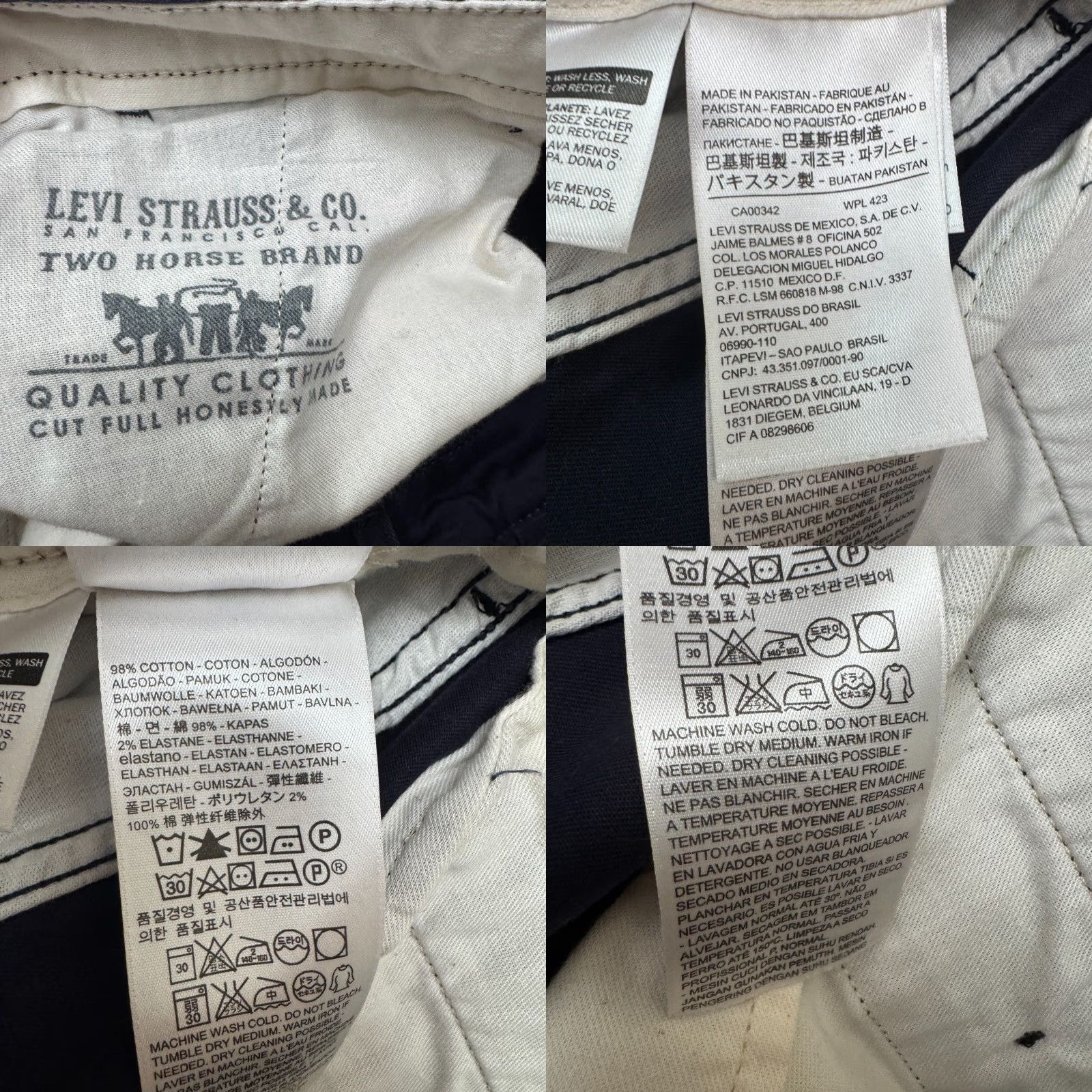 Bonobos Levi's Cotton Chino Pants Mens 36x30 Navy Blue Straight Leg Flat Front Classic Size US 36 / EU 52 - 8 Thumbnail
