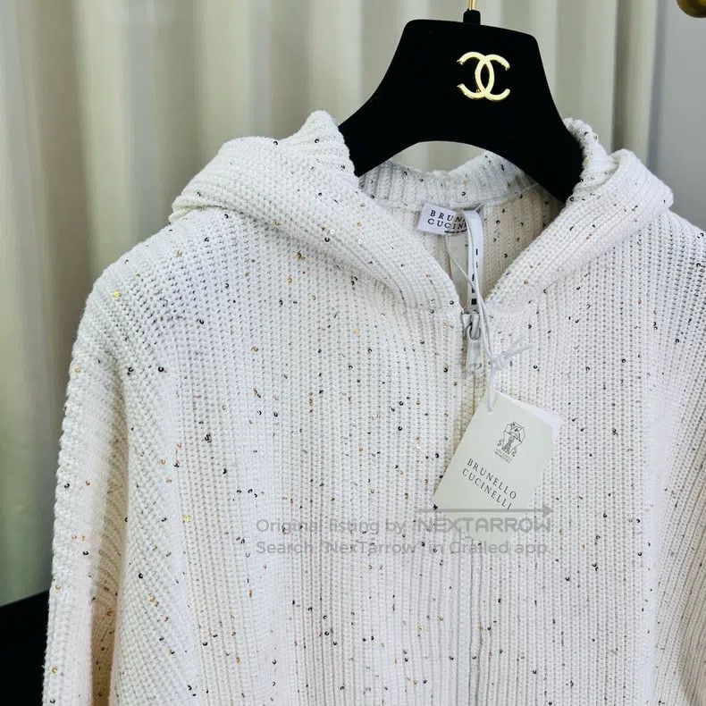 Brunello Cucinelli Brunello Cucinelli 23FW White Knitted Sequin Sweater Size S / US 4 / IT 40 - 3 Thumbnail