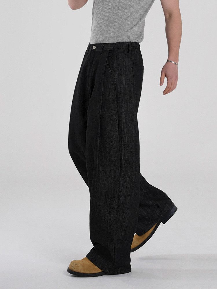 Japanese Brand Retro black loose wide leg jeans Size US 32 / EU 48 - 4 Thumbnail