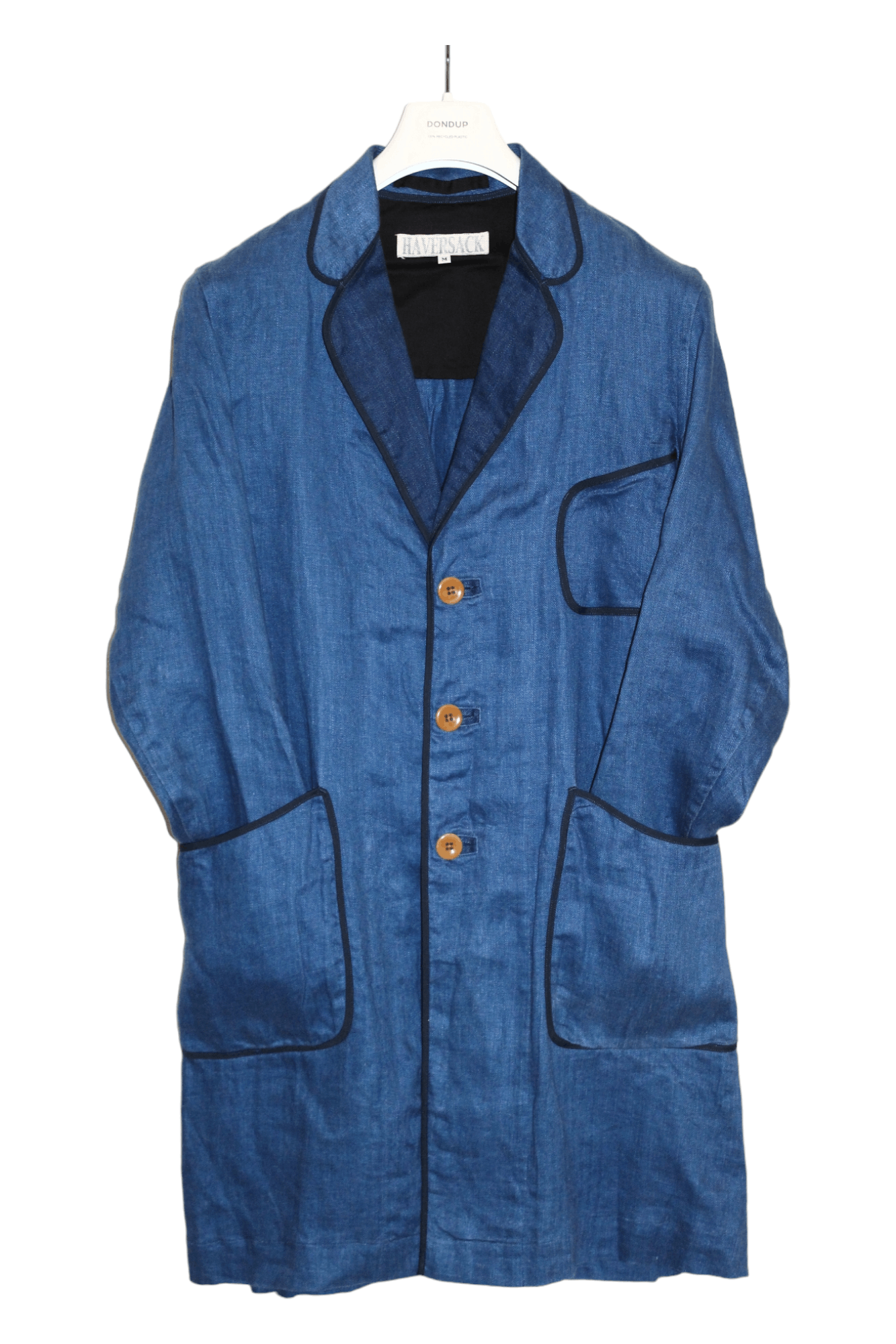 image of Haversack Herringbone Indigo Linen Twill Casual Coat, Men's (Size Medium)