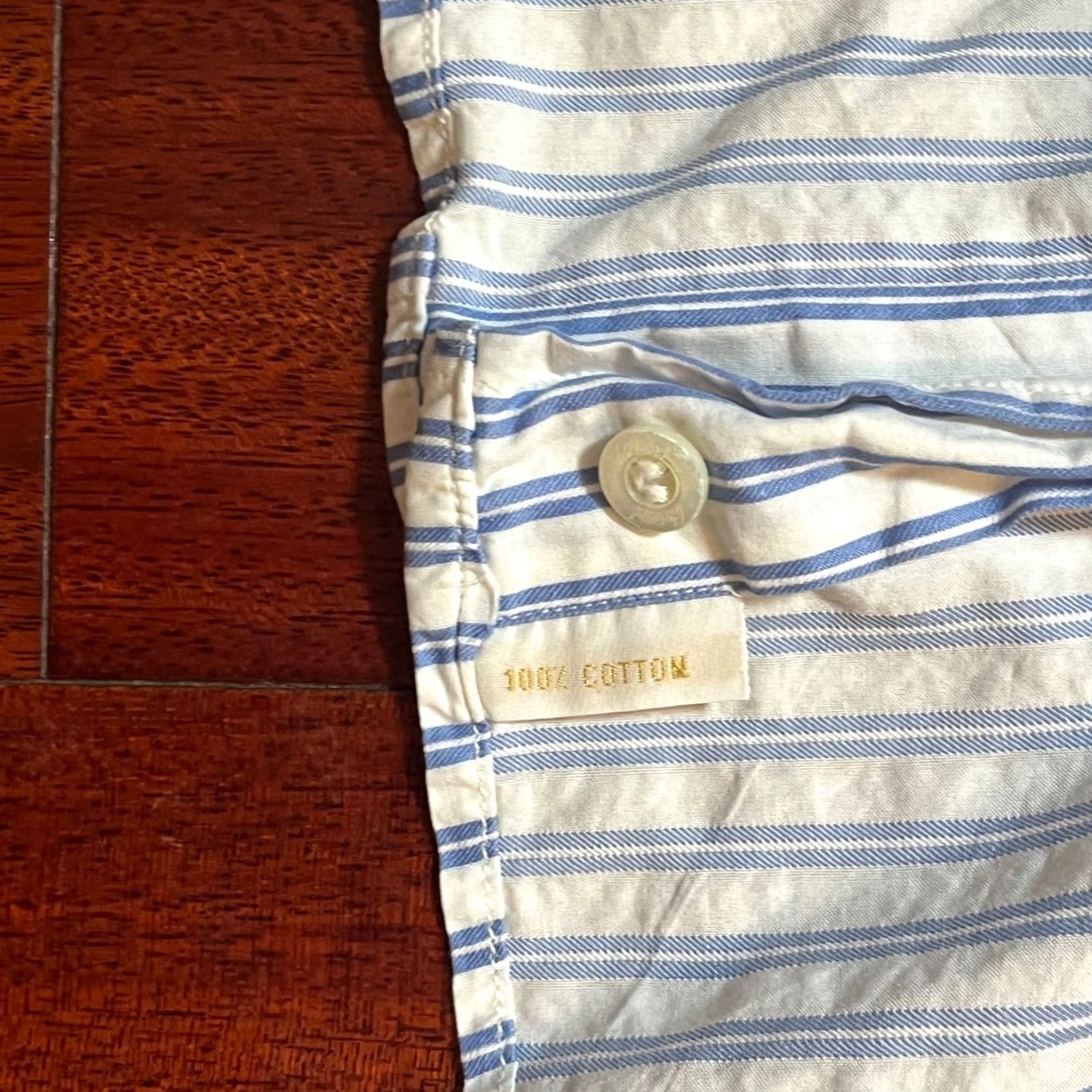 Brioni Brioni Shirt Mens Large Blue White Striped Cotton Button Down Regular Fit Italy Size US L / EU 52-54 / 3 - 4 Thumbnail