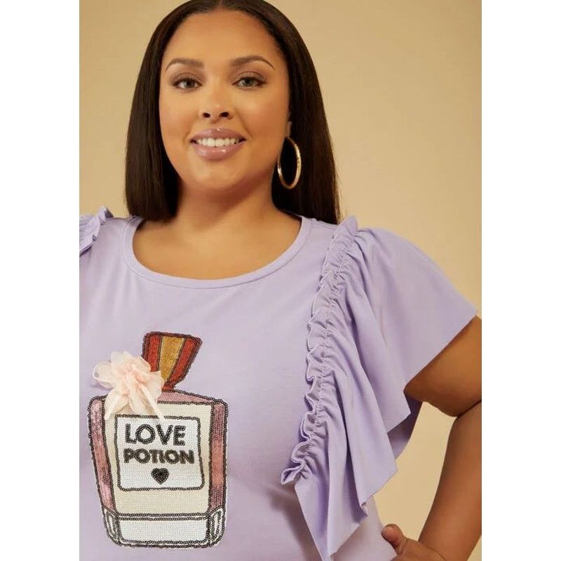 Other PLUS Size 30/32 - 5X | Love Potion Embellished T Shirt Top Size 4XL / US 24-26 - 5 Thumbnail
