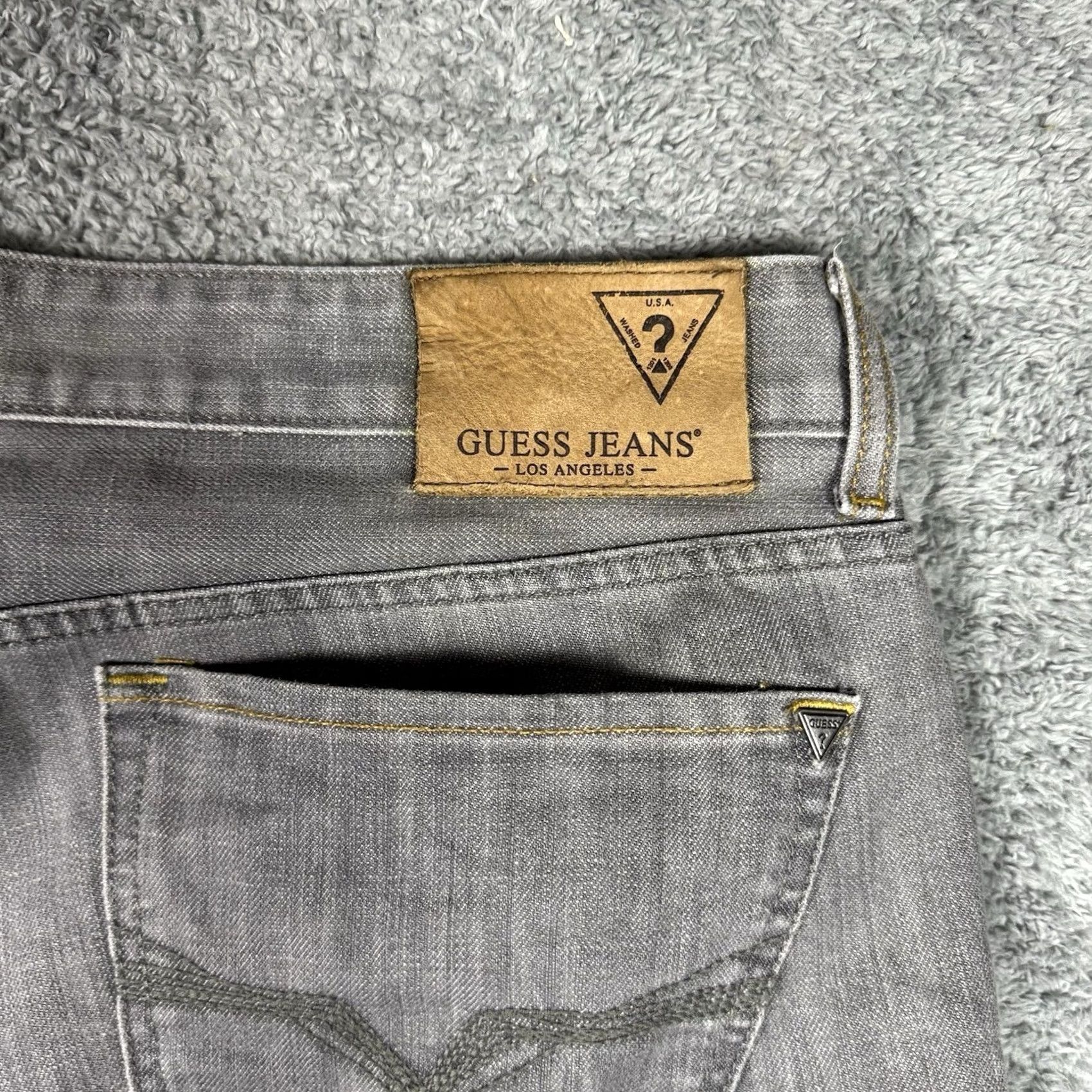 Guess VINTAGE Guess Lincoln Jeans 38x30 Premium Slim Straight 90s Raw Wash Jeans Mens Regular 38 Gray Size US 38 / EU 54 - 6 Thumbnail