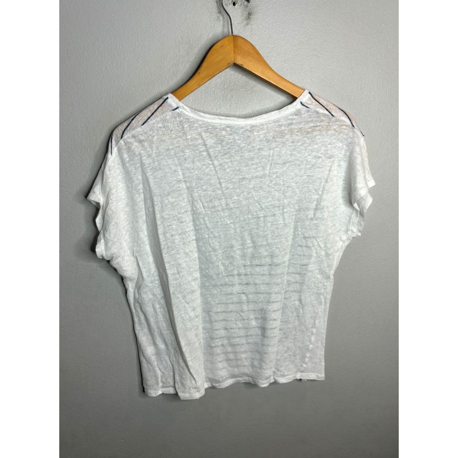 Vince Vince Striped Blouse Top Cotton Round Neck Women's XS White 1981 Size XS / US 0-2 / IT 36-38 - 4 Thumbnail