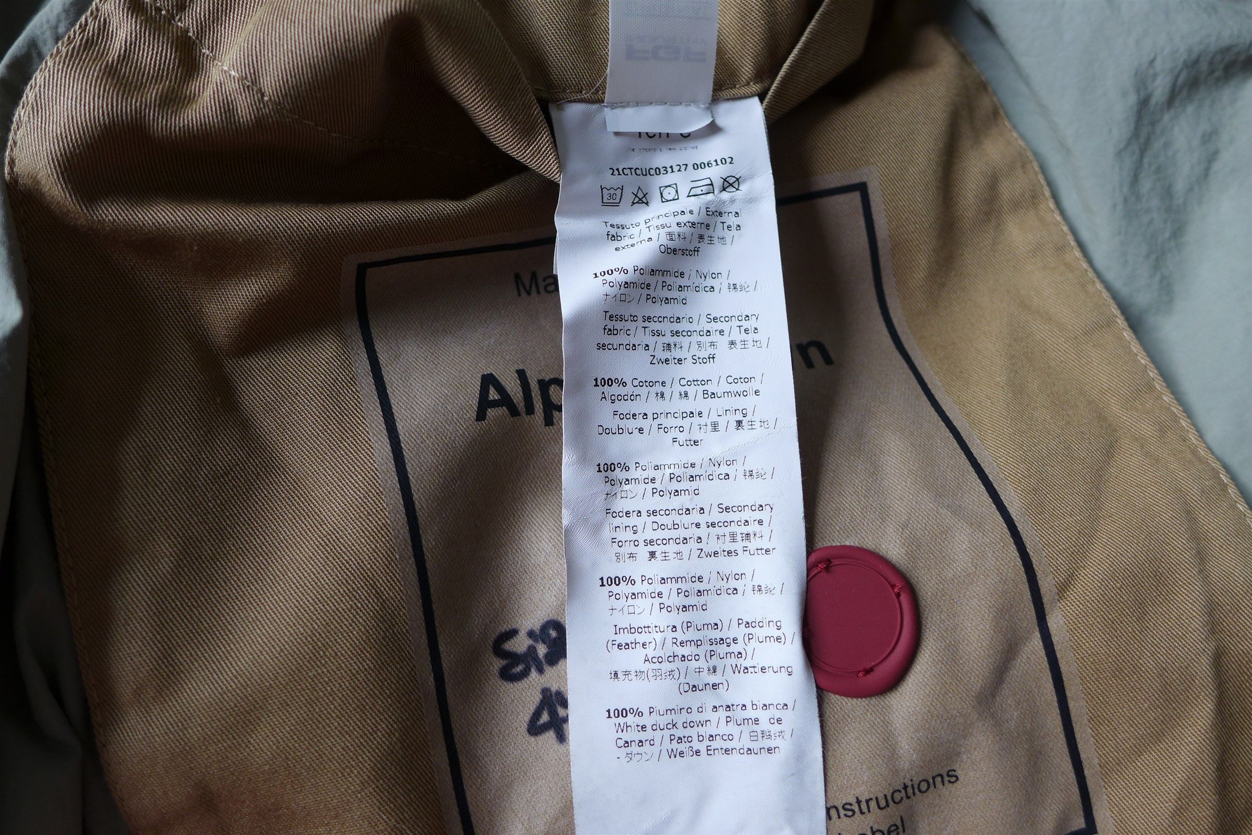 Ten C Ten C Alpine Down Jacket - Sage Green - Size 54 Size US L / EU 52-54 / 3 - 14 Thumbnail