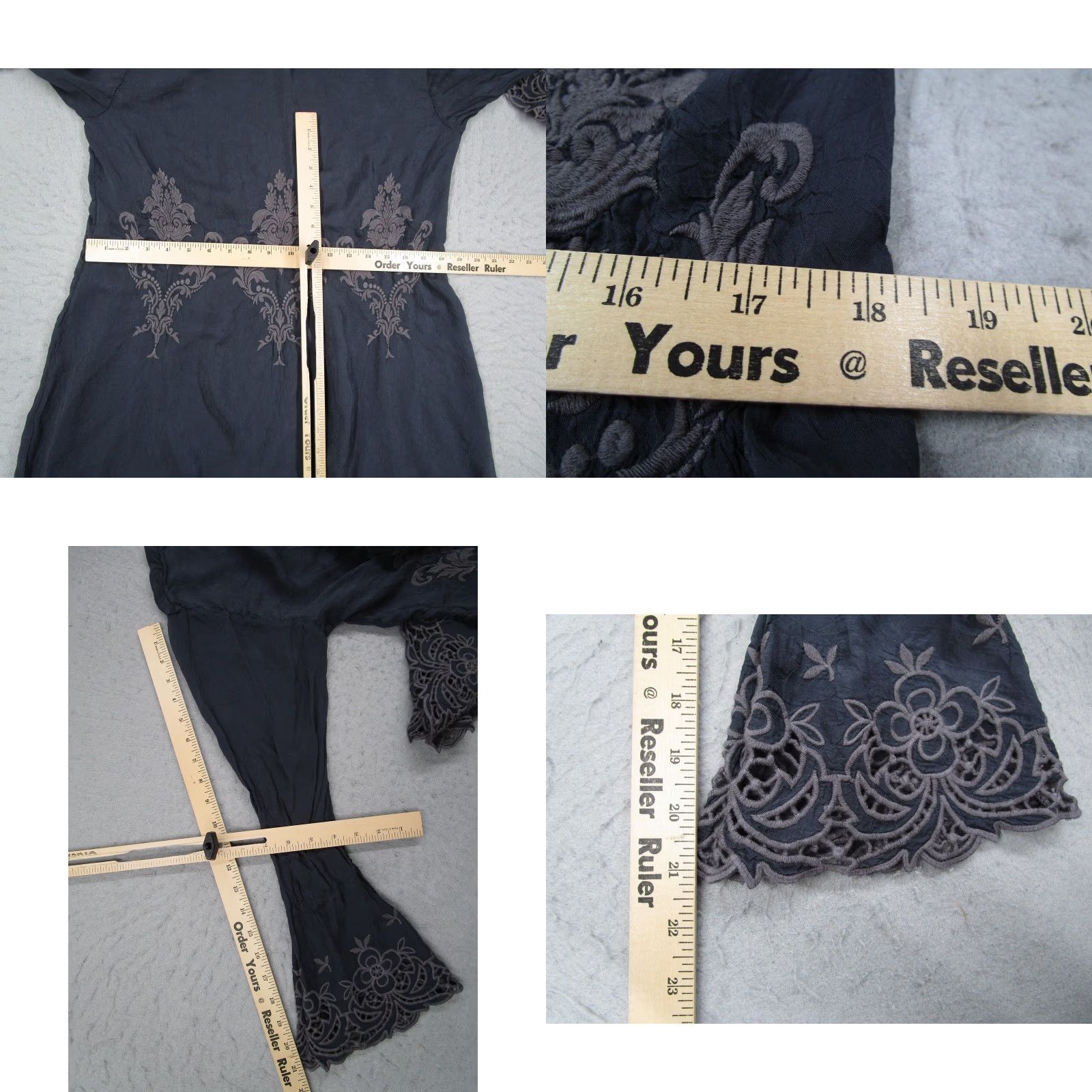 Johnny Was Johnny Was Tunic Womens Small Gray Boho Embroidered Lace Hem Long Sleeve Size S / US 4 / IT 40 - 8 Thumbnail