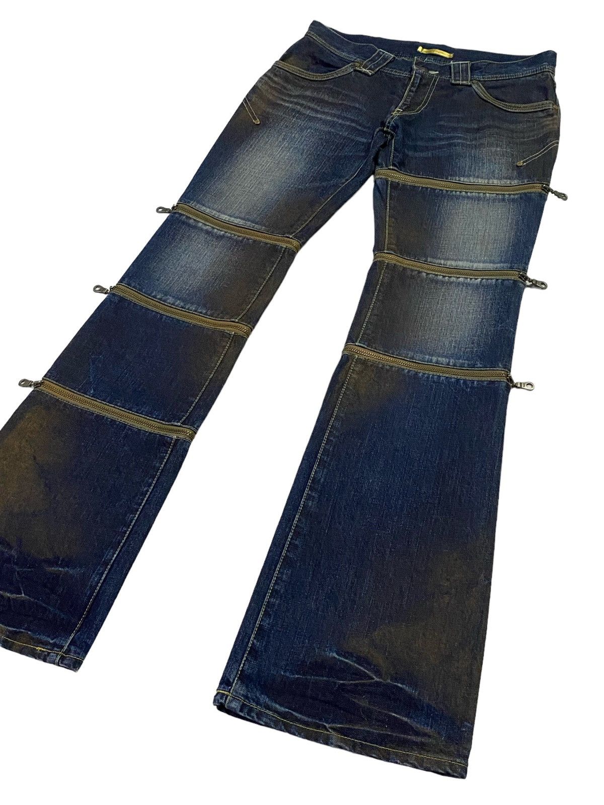 Beauty Beast Rare‼️Empire of the Baal Flare Multi-Zip Denim Jeans Size 30" / US 8 / IT 44 - 20 Thumbnail