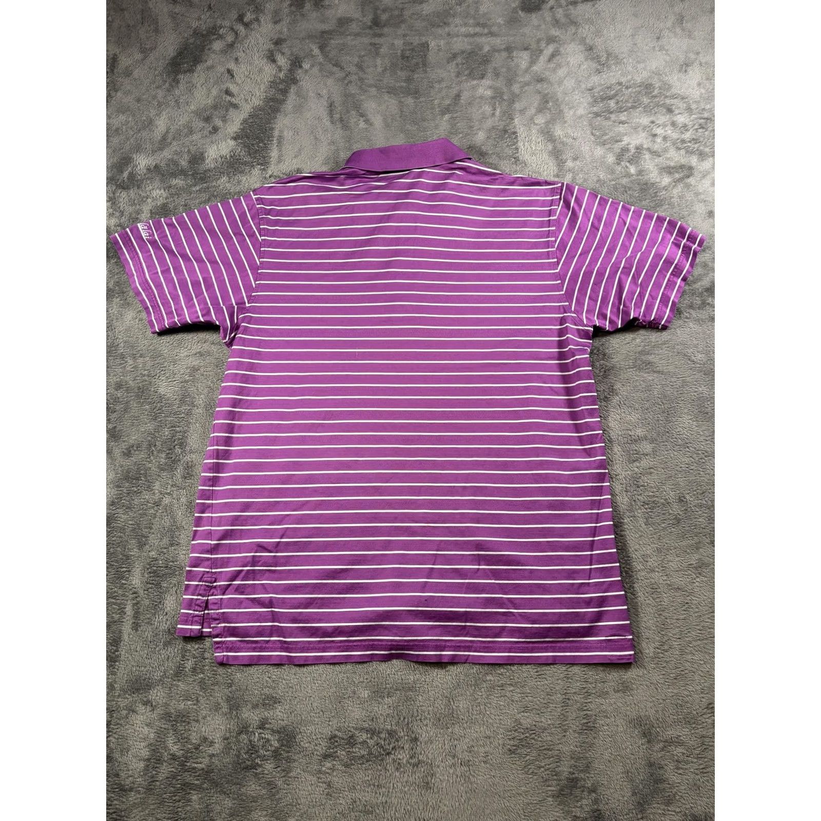Peter Millar Polo Shirt Golf Mens Medium Purple Stripe Cotton Knit Hualalai, Men's — image 6 of 6