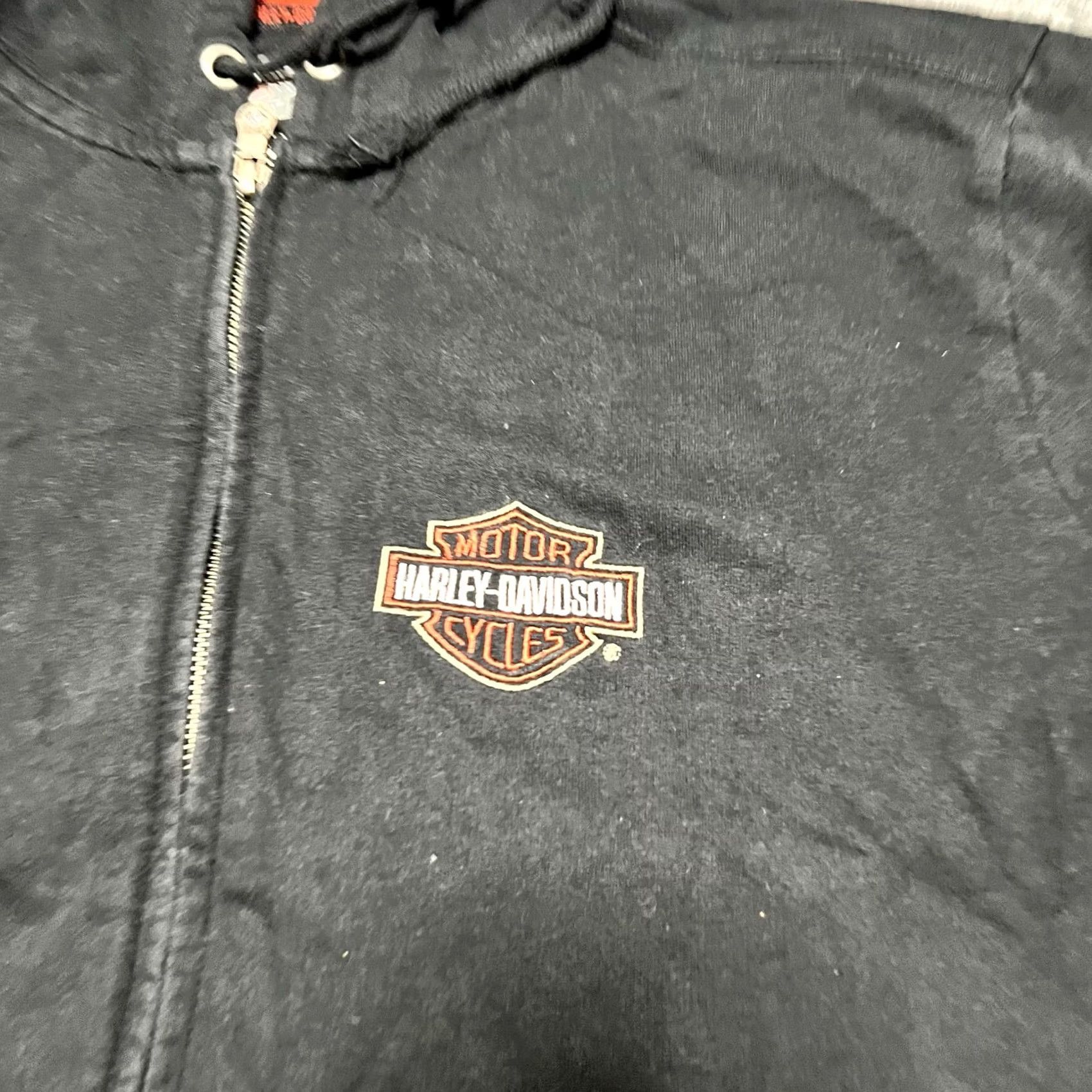 Harley Davidson VINTAGE Harley Davidson Flames Sleeve Full Zip Hoodie Sweatshirt Mens L Black Regular Size Size US L / EU 52-54 / 3 - 4 Thumbnail