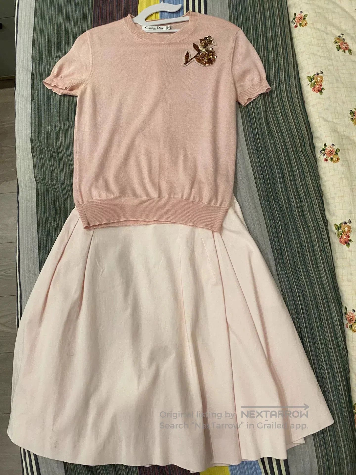 Dior pink dior knitted top with floral details. Size M / US 6-8 / IT 42-44 - 2 Thumbnail