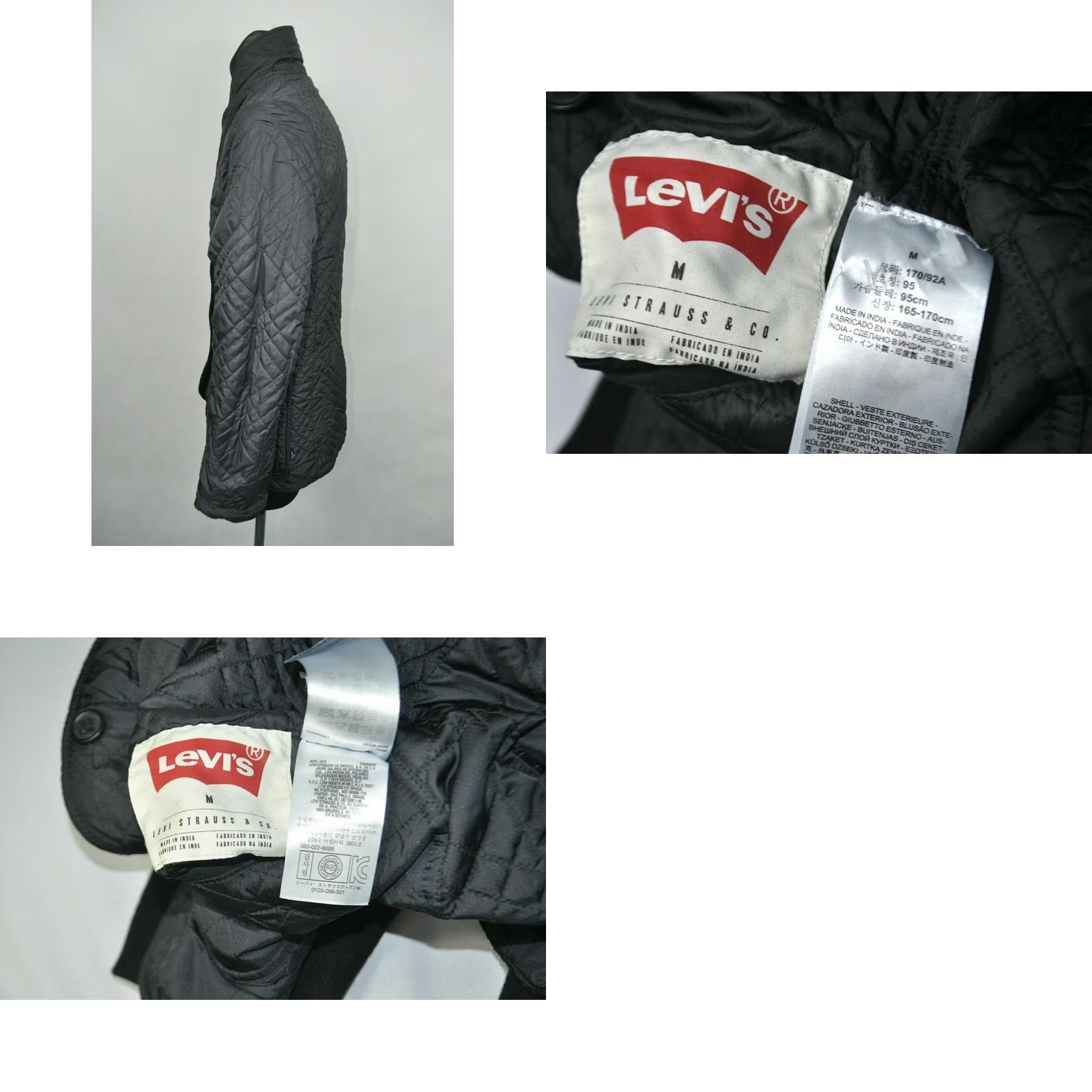 Levi's Levi's Reversible Quilted Wool Jacket M Mens Black Wool 54cm Chest 75cm Length 63cm Sleeve 23.62in Size US M / EU 48-50 / 2 - 8 Thumbnail