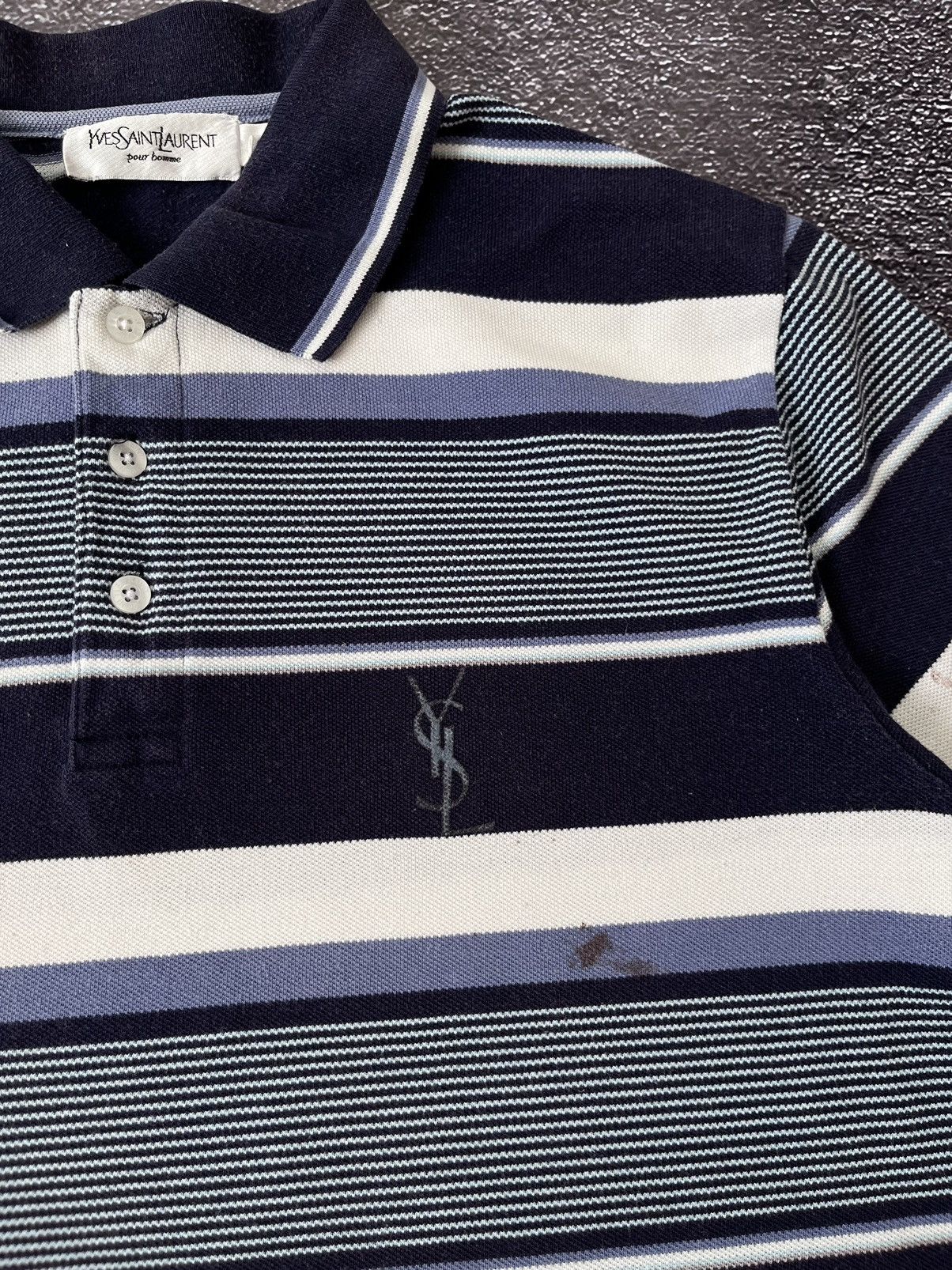 Yves Saint Laurent Yves Saint Laurent Pour Homme Striped Polo Shirt Vintage 90s Size US L / EU 52-54 / 3 - 3 Thumbnail