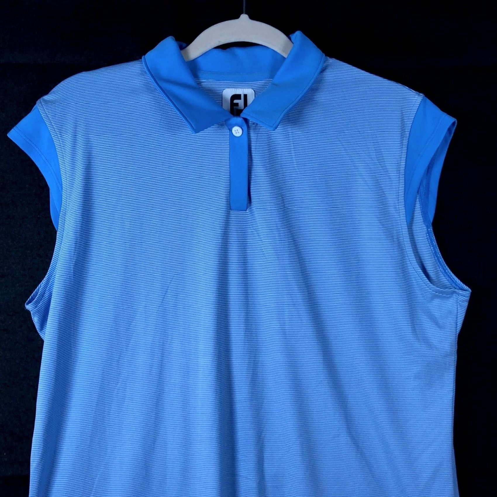 Footjoy FootJoy Women's Shirt Blue Striped V Neck Golf Polo Sleeveless Athletic Large Size L / US 10 / IT 46 - 2 Thumbnail